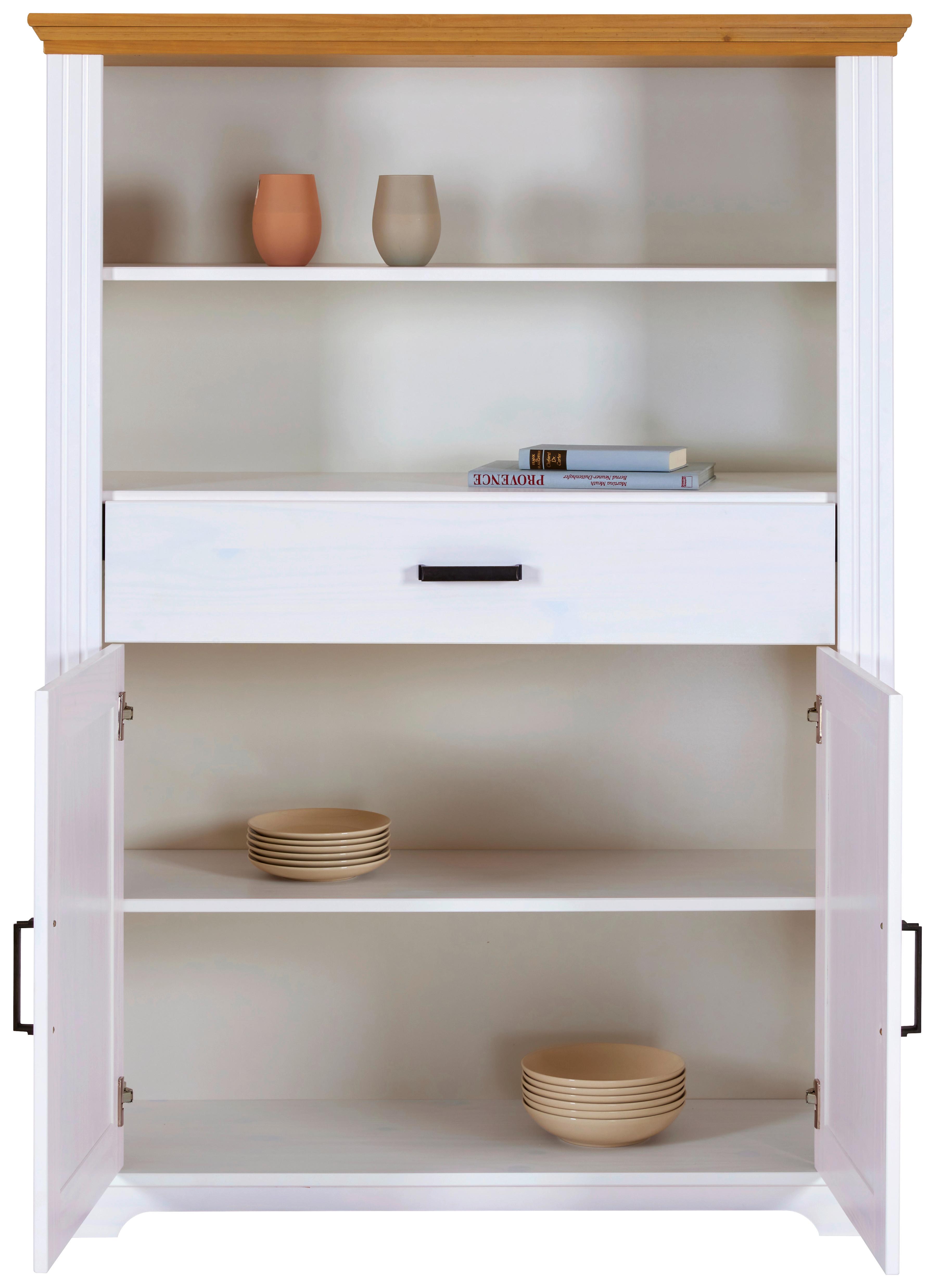 Vitrine Maluno - Eichefarben/Weiß, MODERN, Holz (117/163/41cm) - Livetastic