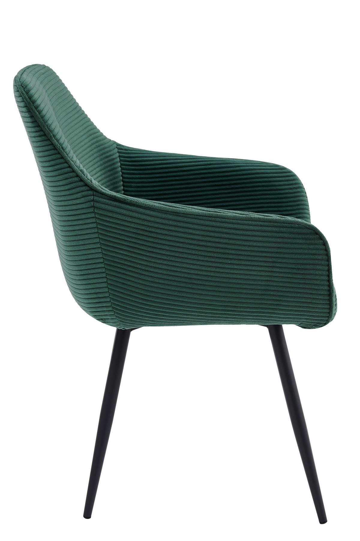 Armlehnstuhl-Set Verona II S 2er-Set - Schwarz/Grün, MODERN, Textil/Metall (53/85/62cm) - MID.YOU