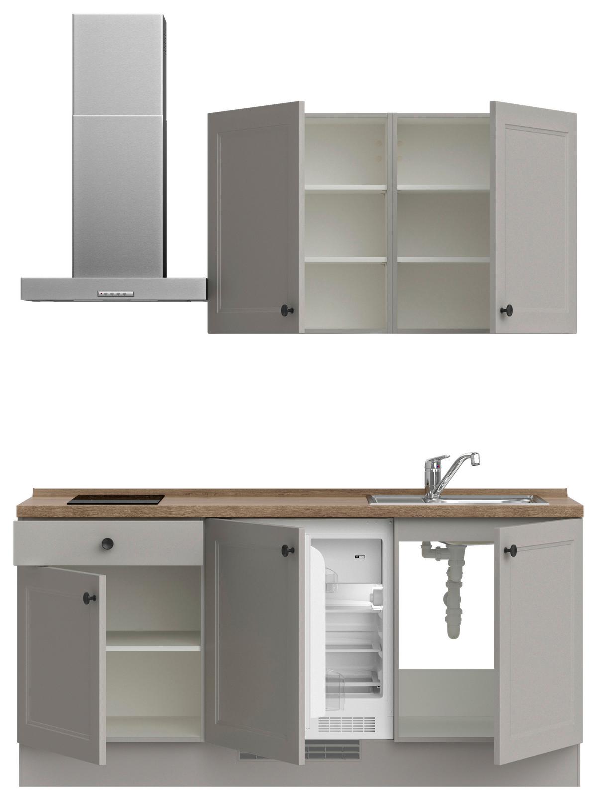 Kuchynská linka 180 cm, kamenná sivá - šedá/černá, Moderní, kov/kompozitní dřevo (180cm) - Nobilia