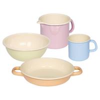Riess Kochtopfset 4-tlg. Eisen Induktion Backofengeeignet - Gelb/Rosa, KONVENTIONELL, Metall - Riess