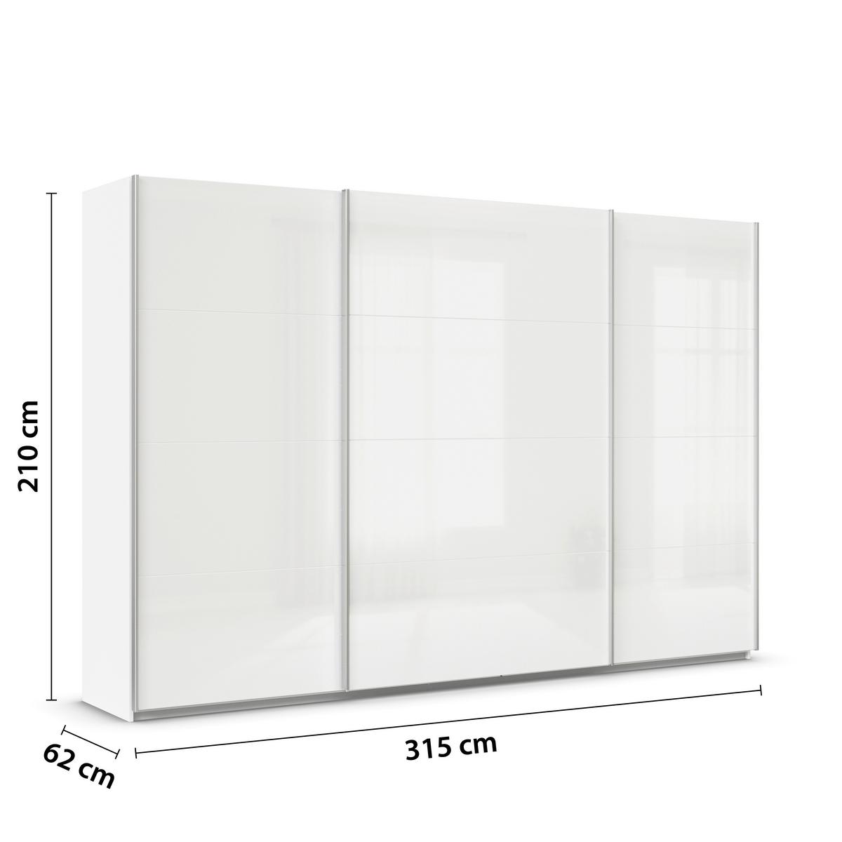 Tolóajtós Szekrény Feldkirch 315/210 Cm - magasfényű fehér/fehér, Modern, faalapú anyag (315/210/62cm)