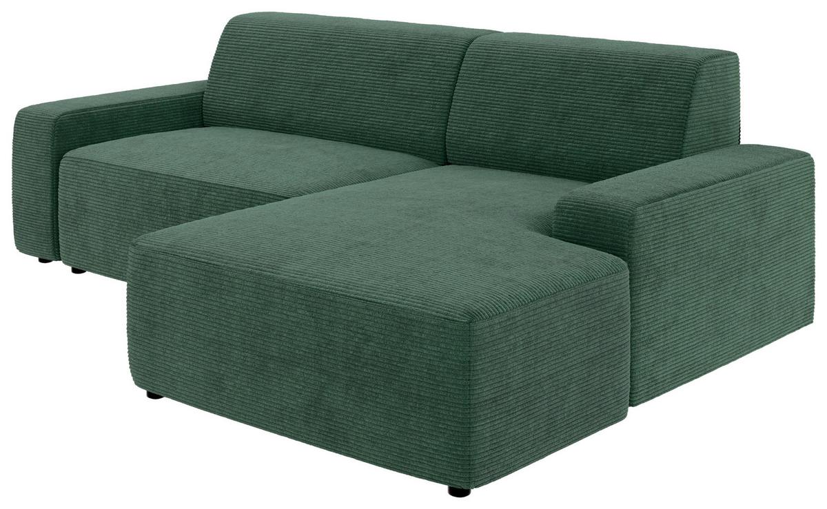 Ecksofa Wien Dunkelgrün S: 246x162 - Dunkelgrün/Schwarz, MODERN, Textil (246/162cm) - Trendmanufaktur