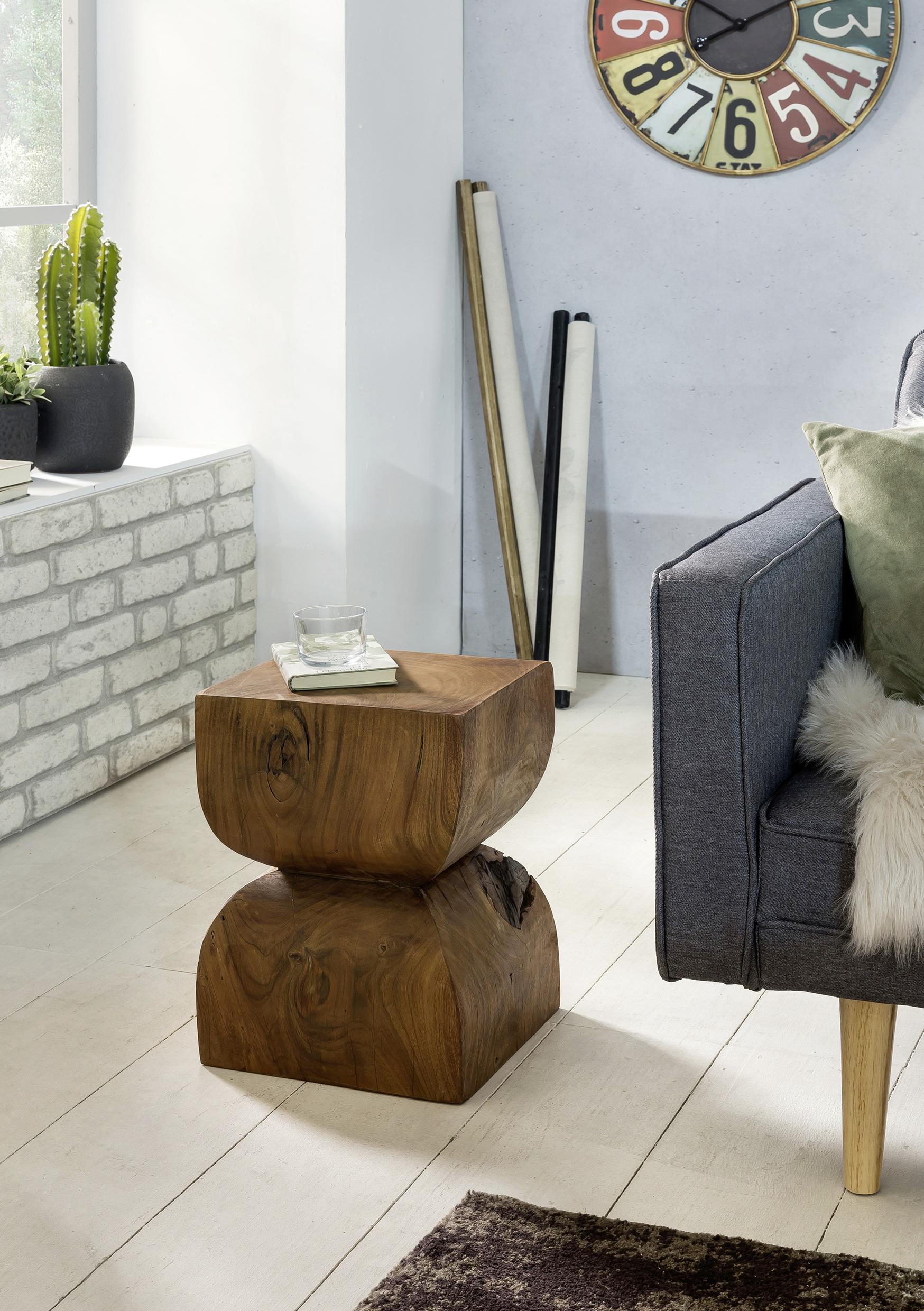 Beistelltisch In Sanduhr-form, Sheeshamholz Massiv - Sheeshamfarben, Design, Holz (30/30/45cm) - MID.YOU