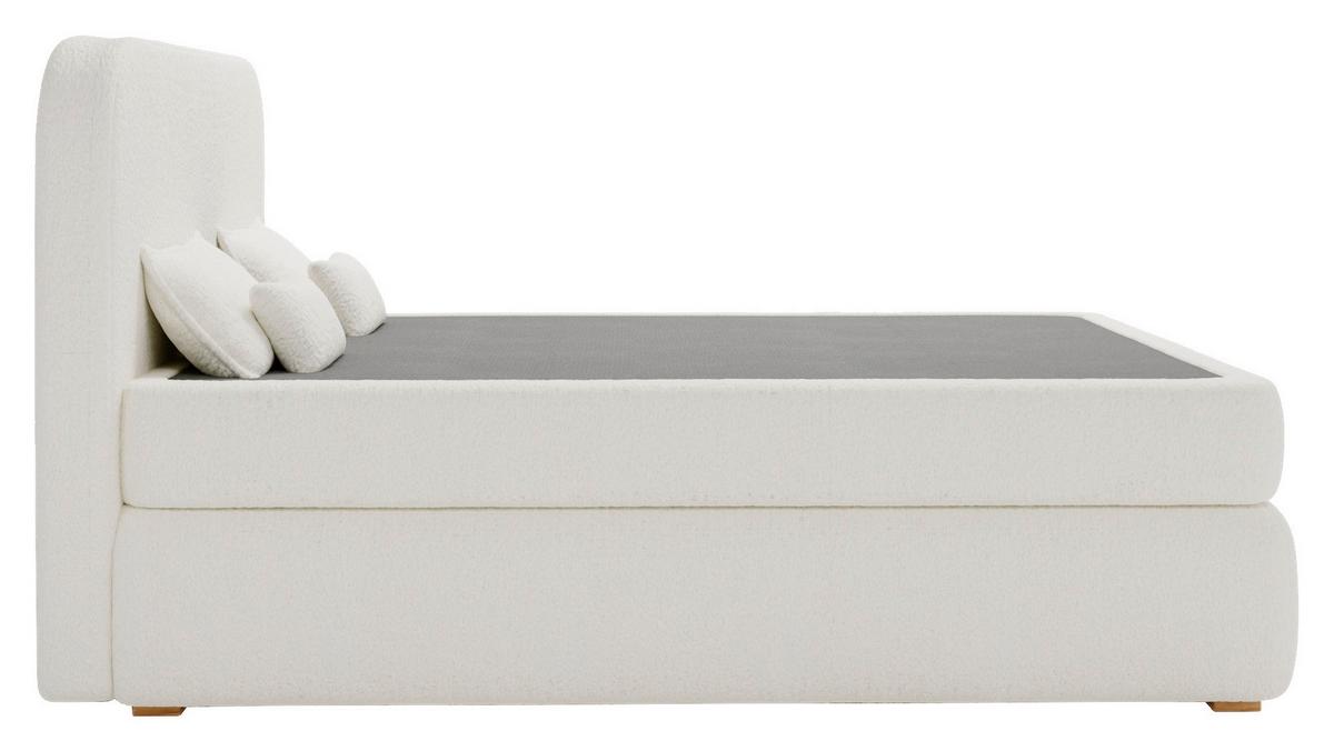 Boxspringbett Mit Topper 180x200 Isla - Beige/Buchefarben, Basics, Holz/Holzwerkstoff (180/200cm) - Livetastic