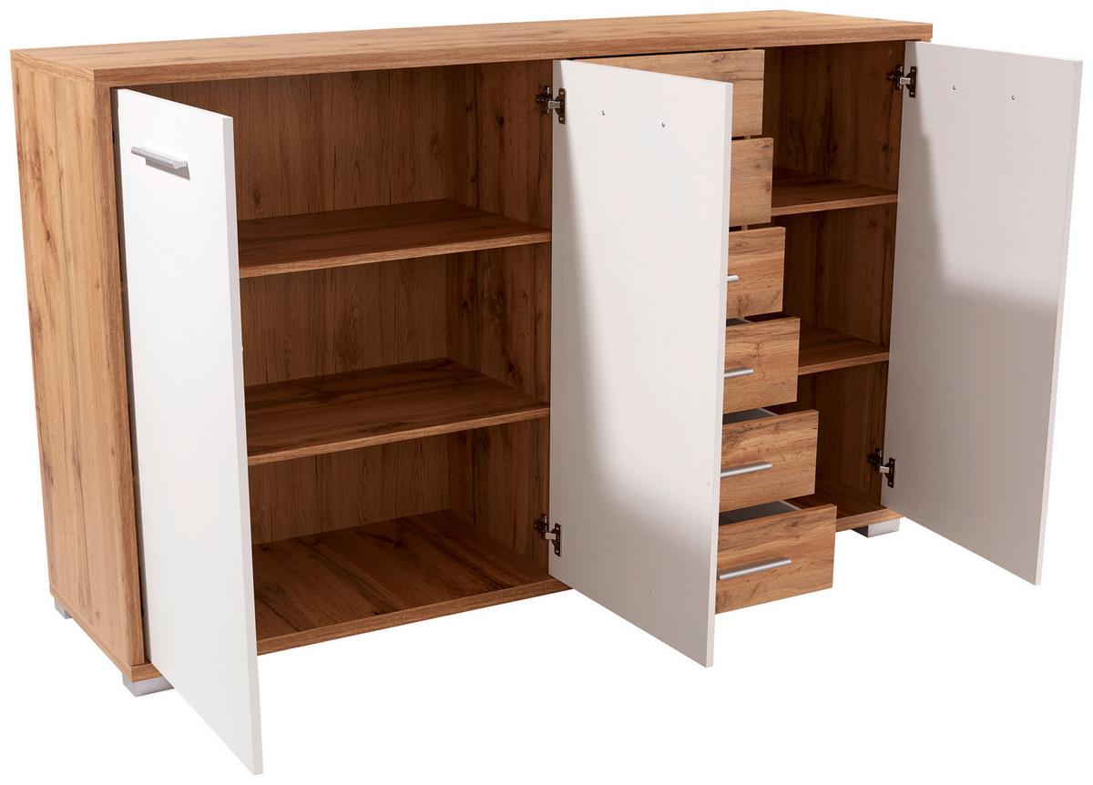 KOMODA Q-BIG NEW QBK03 - biela/farba duba, Modern, drevo/plast (190/105/44cm)