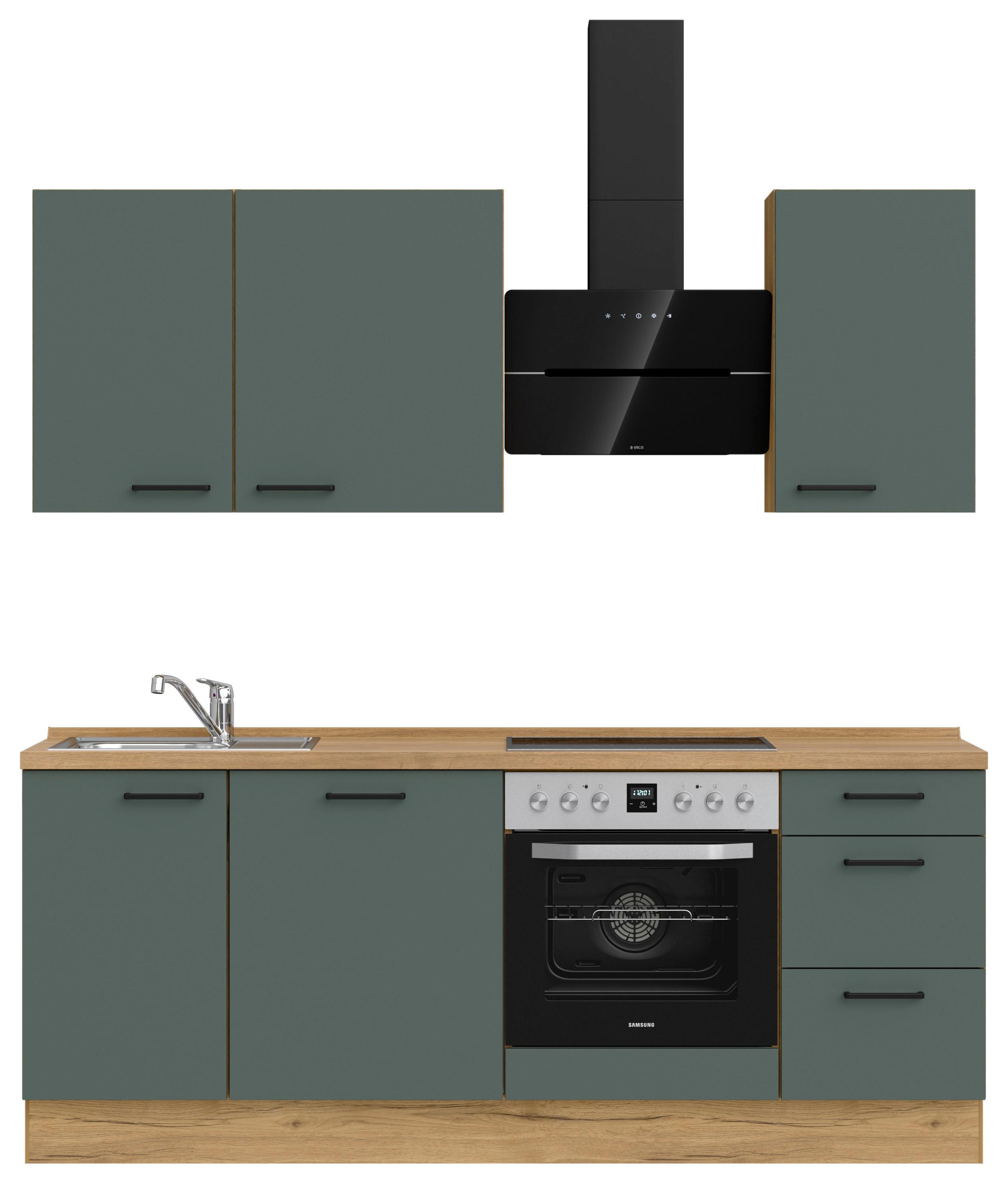 Küchenleerblock Easytouch High-Line, H5 Rechts - Dunkelgrün/Eichefarben, MODERN, Holzwerkstoff (210cm) - Nobilia