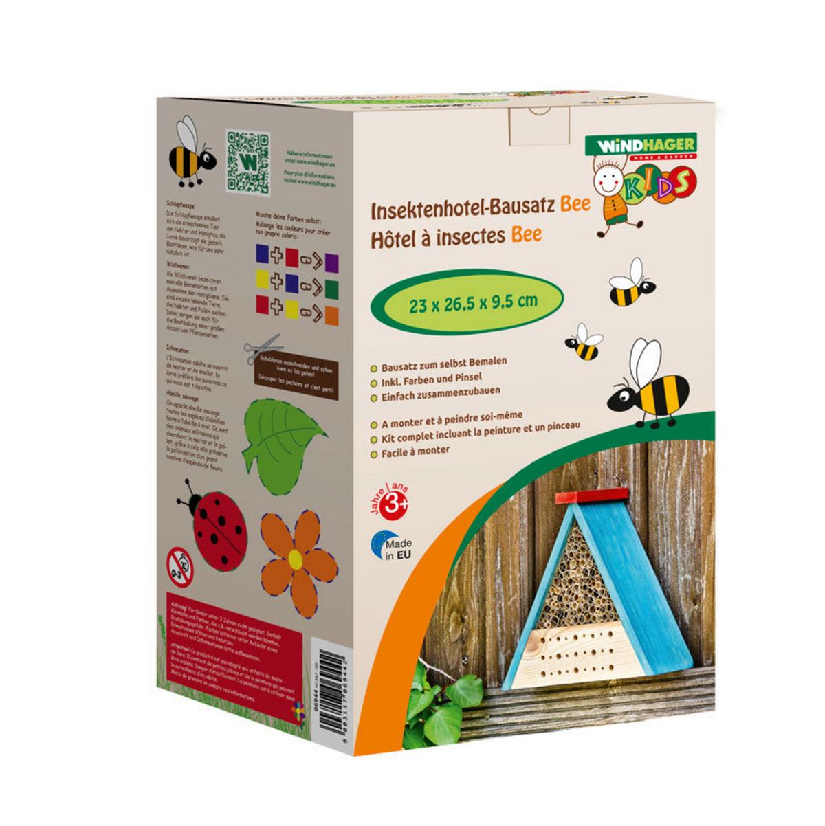 Insektenhotel Insektenhotel-Bausatz Bee - Blau/Gelb, Basics, Holz (26,5/23/9,5cm) - Windhager