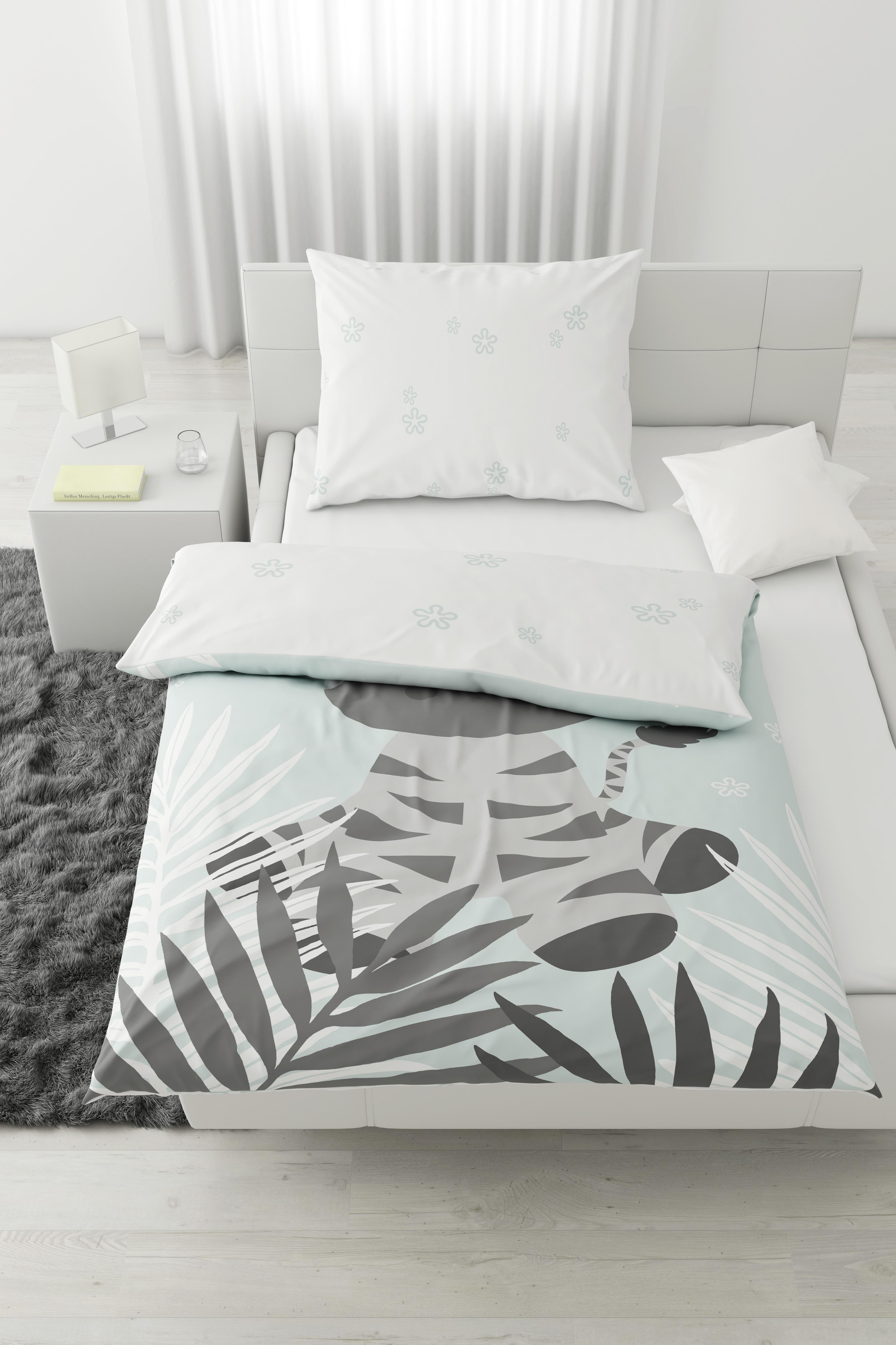 Povlečení Dětské Zebra Wende, 100/135, 40/60 Cm - bílá/modrá, textil (100/135cm) - Modern Living