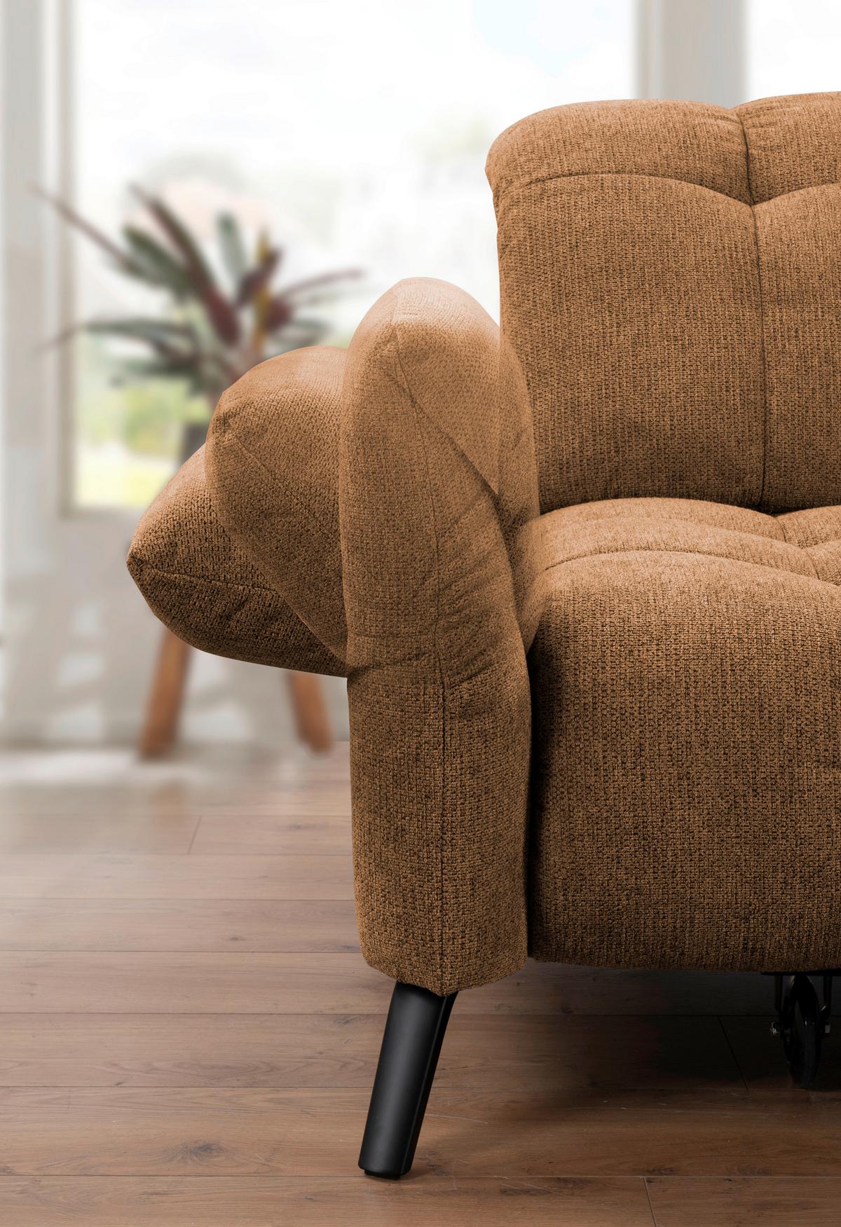 Ecksofa Coast Cognac B: 244-270 Cm - Cognac/Schwarz, KONVENTIONELL, Holzwerkstoff/Textil (244-270/87-104/173cm)