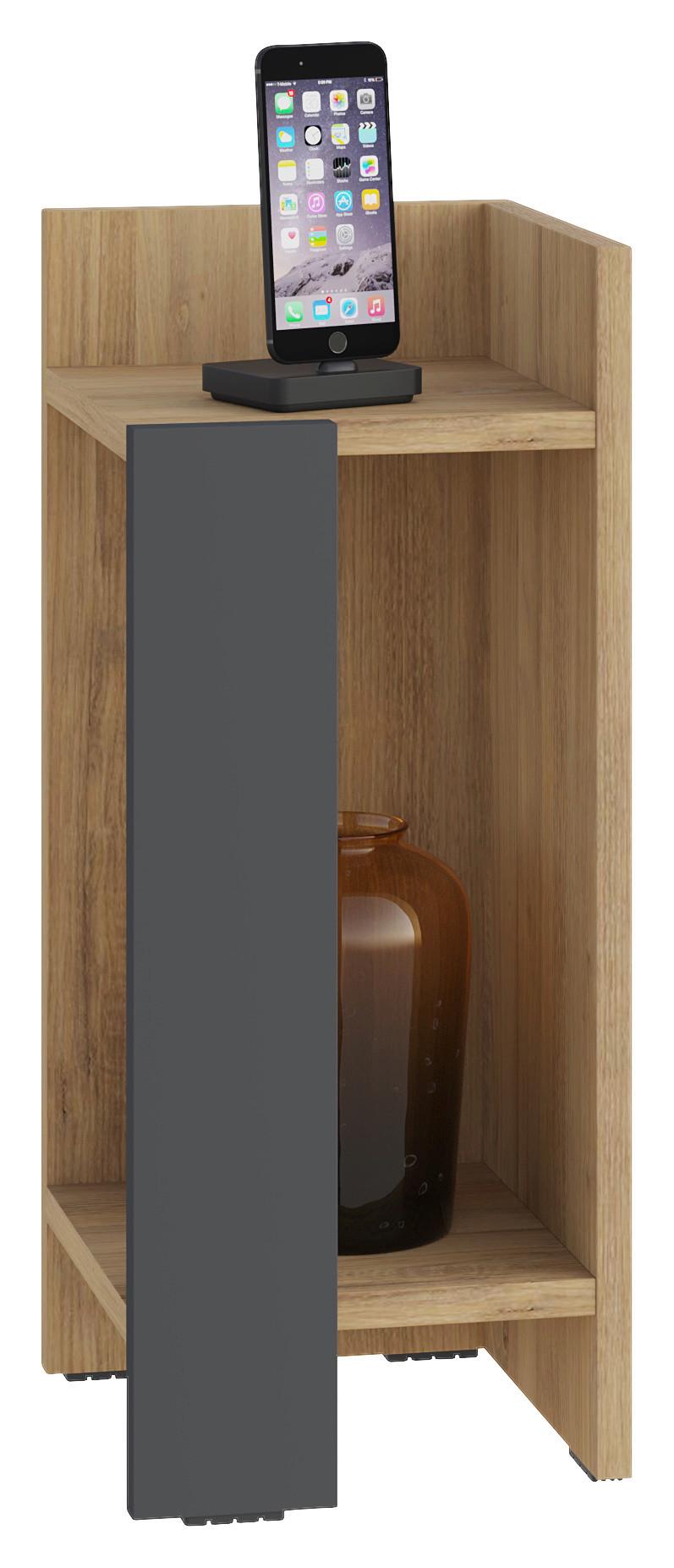 Nachttisch Elos Nachttisch Rechtes Modul - Eichefarben/Anthrazit, Design, Holzwerkstoff (27/60/25cm) - Livetastic