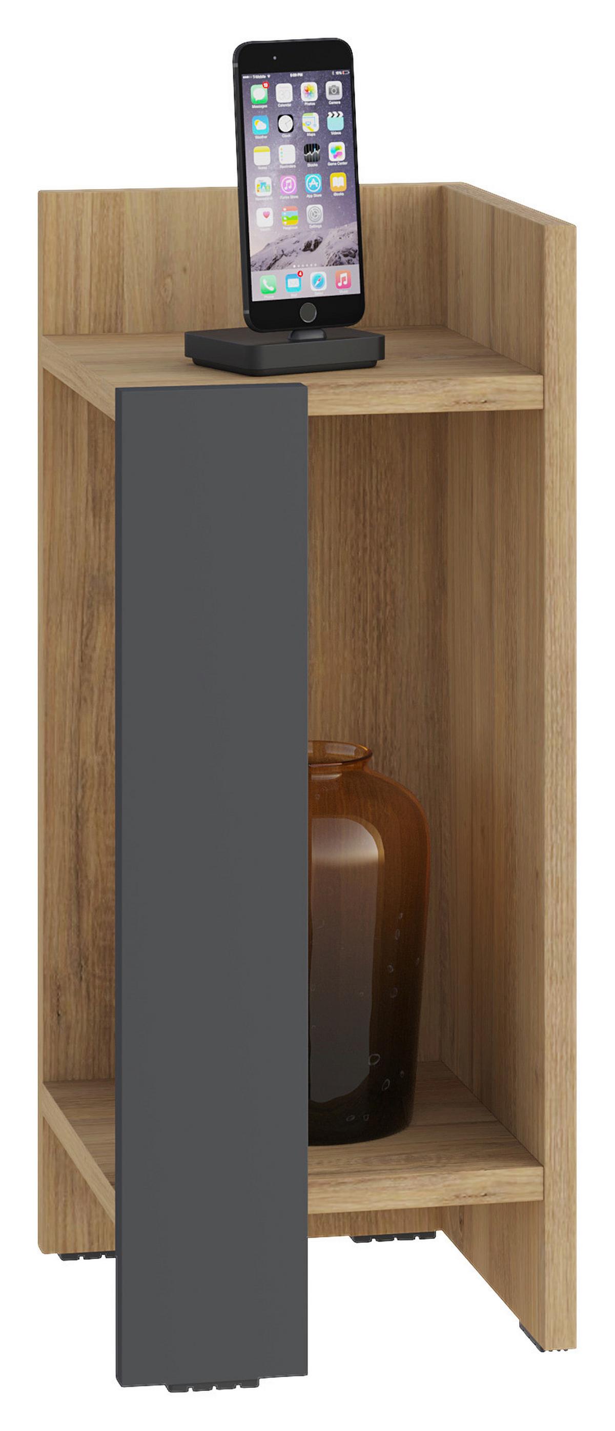 Nachttisch Elos Nachttisch Rechtes Modul - Eichefarben/Anthrazit, Design, Holzwerkstoff (27/60/25cm) - Livetastic
