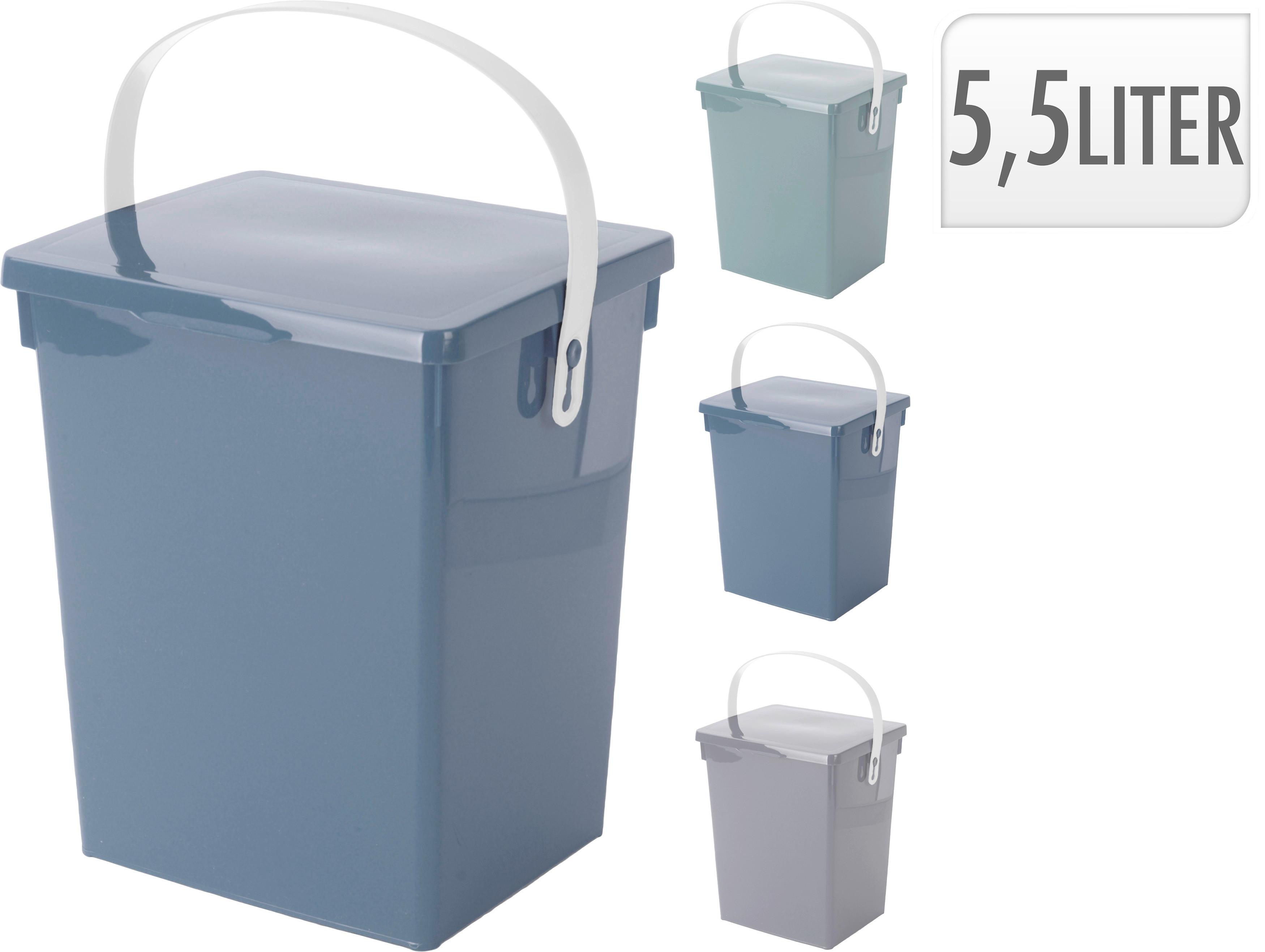 Komposztáló Vödör 5,5 Liter - kék/szürke, Konventionell, műanyag (23,5/18/26,5cm)