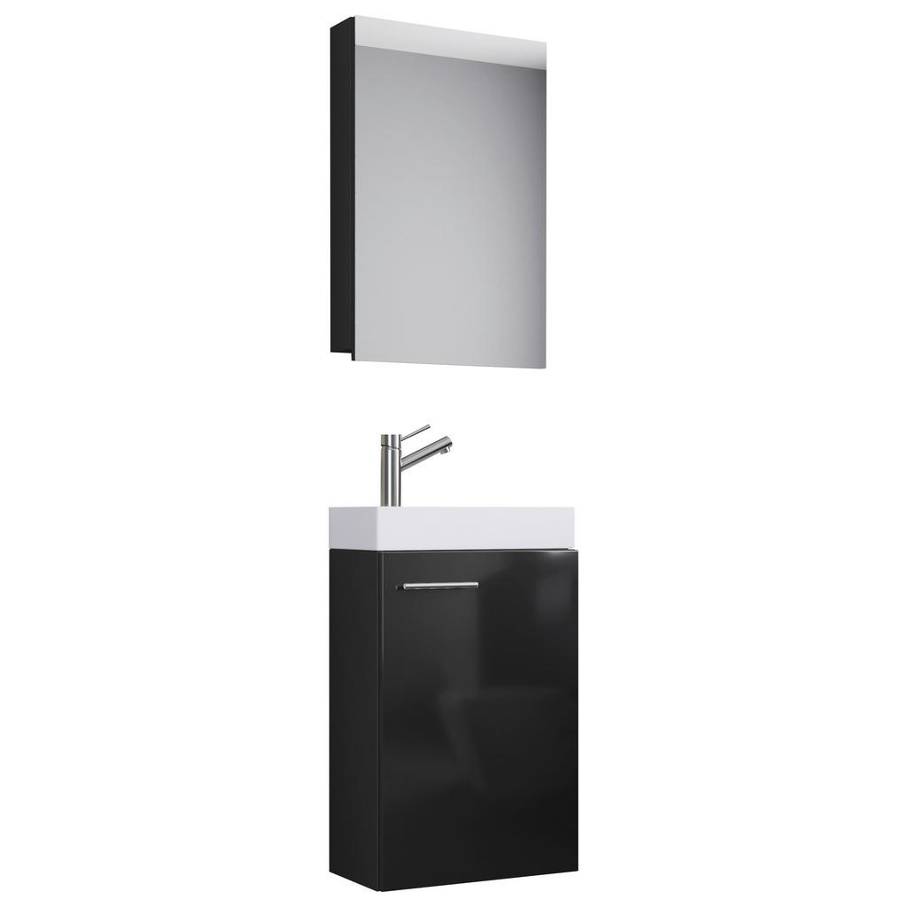 Badmöbel-Set Gäste WC 3--Teilig. Slito B: 41 cm Schwarz