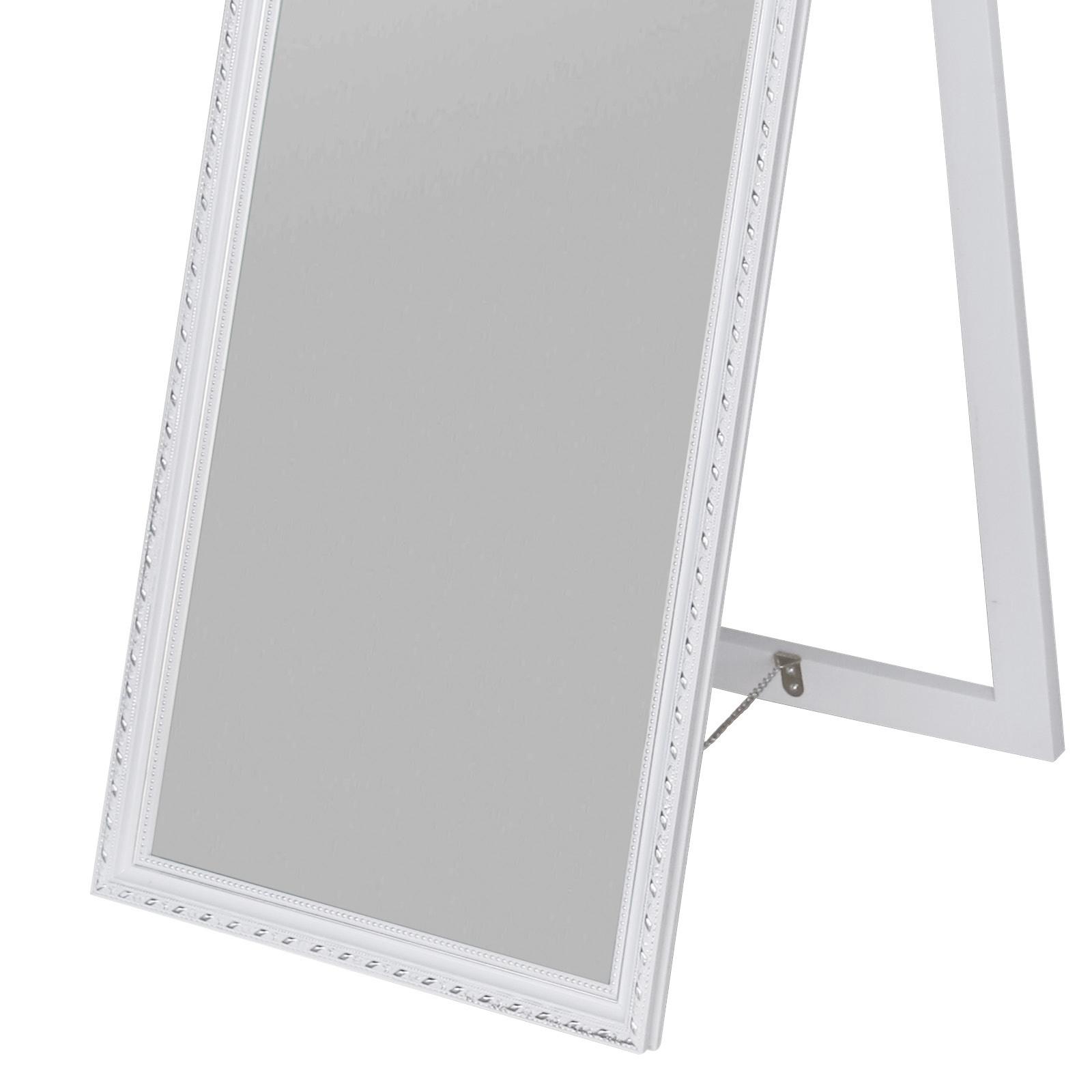 Standspiegel Pisa Rechteckig 34x160cm Weiß/Silber - Silberfarben/Weiß, MODERN, Glas/Holz (34/160/2,3cm)