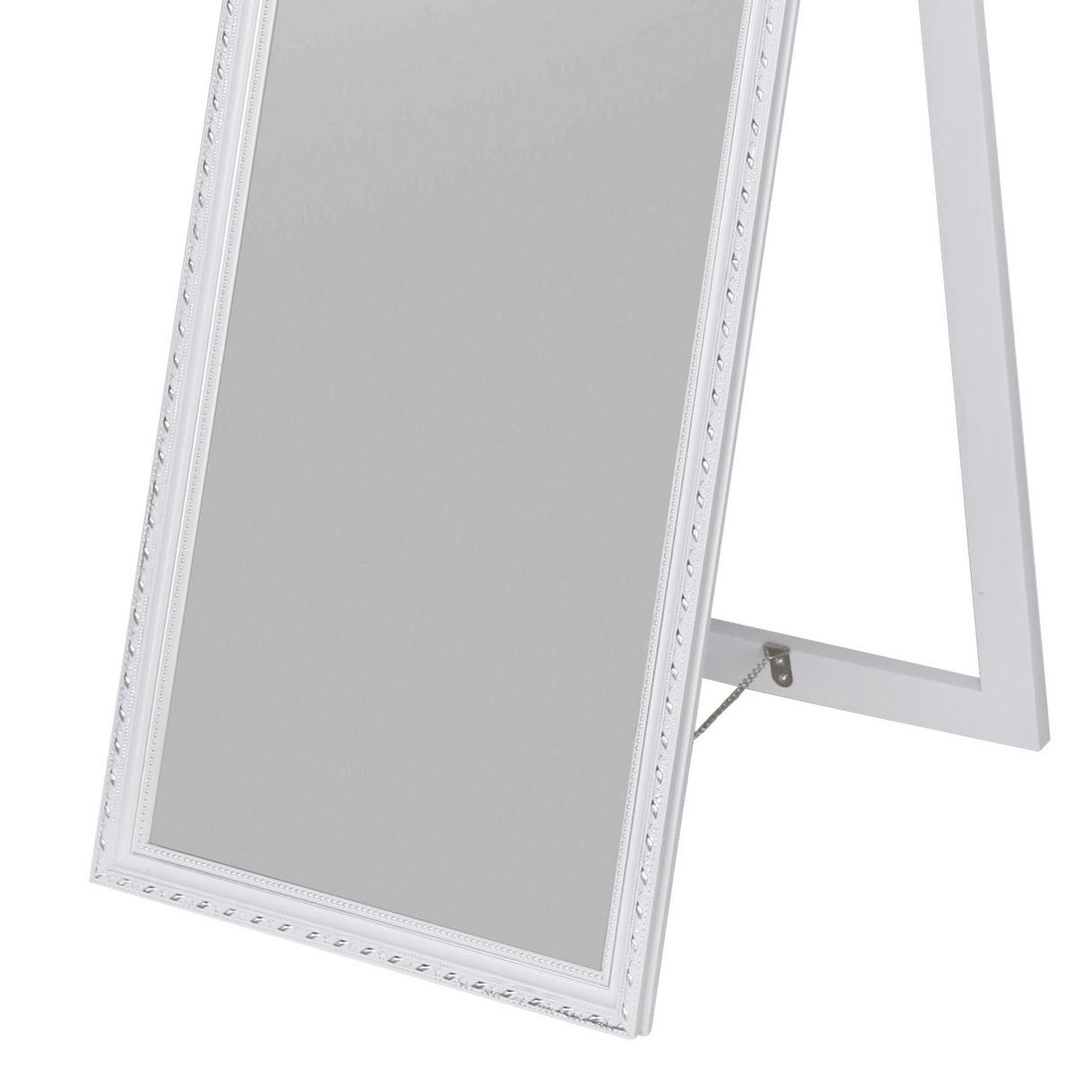 Standspiegel Pisa Rechteckig 34x160cm Weiß/silber - Silberfarben/Weiß, MODERN, Glas/Holz (34/160/2,3cm)