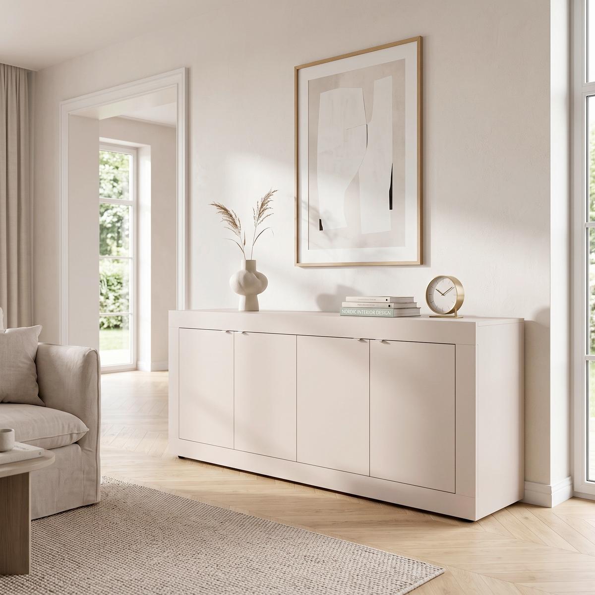 Sideboard Basic Kaschmir B: 207 cm - Kaschmir/Schwarz, Design, Holzwerkstoff (207/86/43cm) - MID.YOU