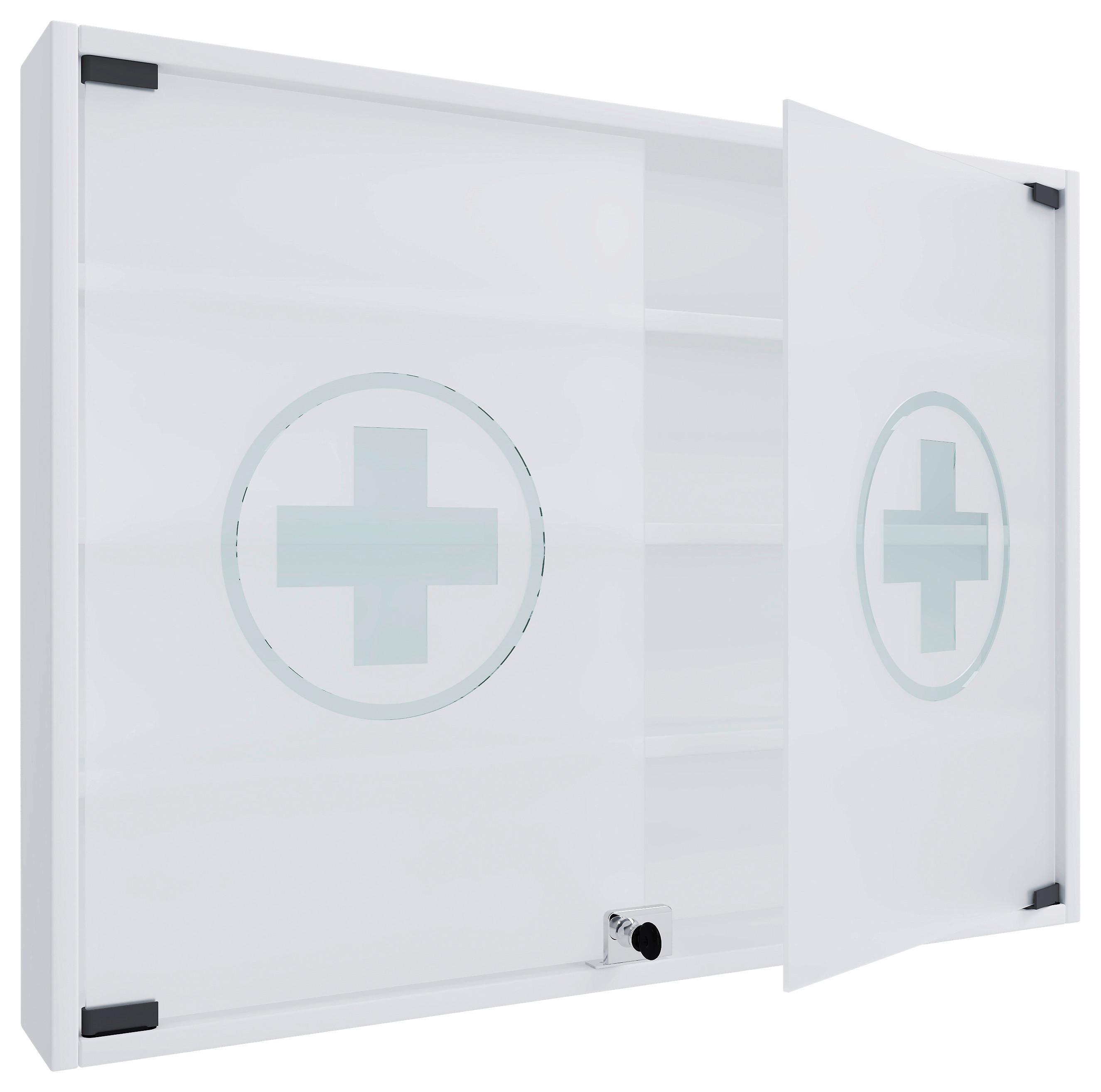 MEDIZINSCHRANK Hustila Weiß B: 80 cm - Weiß, MODERN, Glas/Holzwerkstoff (80/60/10cm) - MID.YOU