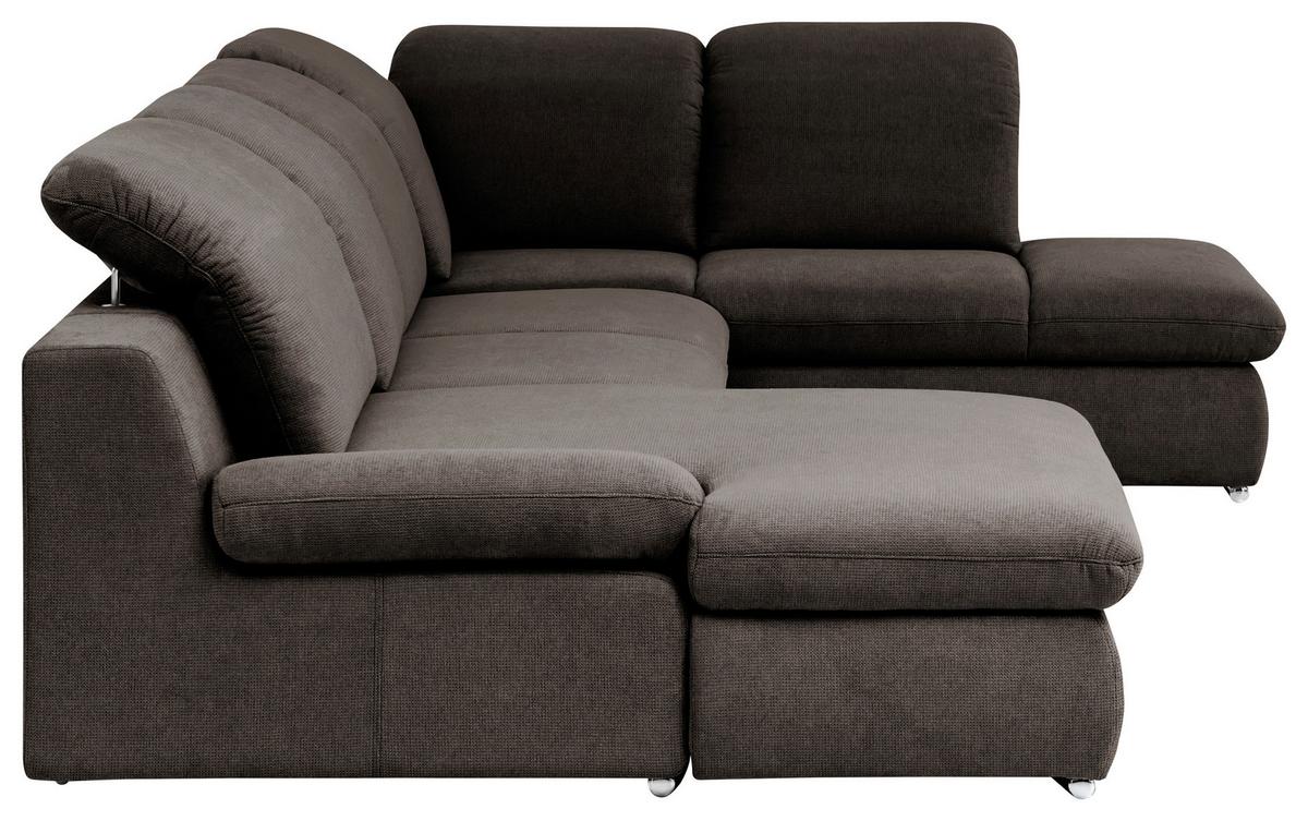 Wohnlandschaft Isona Braun Chenille - Chromfarben/Braun, Design, Textil (165/353/212cm) - Livetastic
