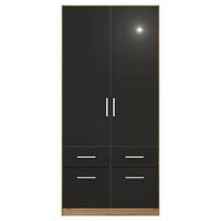 Drehtürenschrank mit Laden 91cm Berlin Eiche Artisan/Grau - Eiche Artisan/Grau, MODERN, Holzwerkstoff (91/197/54cm) - Rauch Möbel