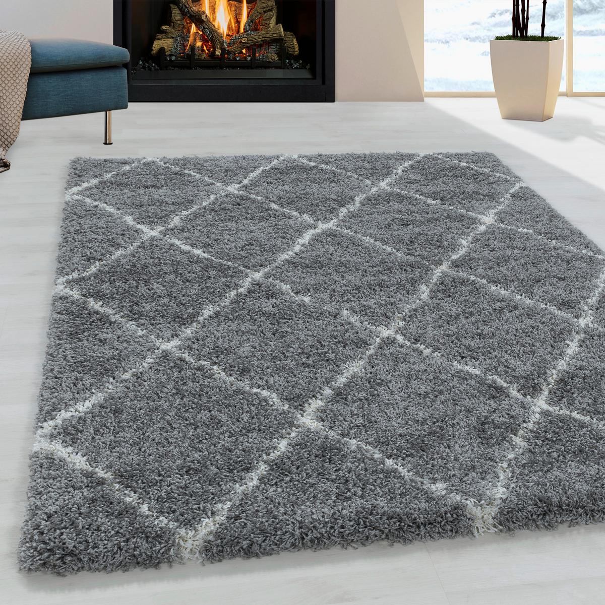 Hochflor Teppich Grau Alvor 80x150 cm - Grau, Basics, Textil (80/150cm)