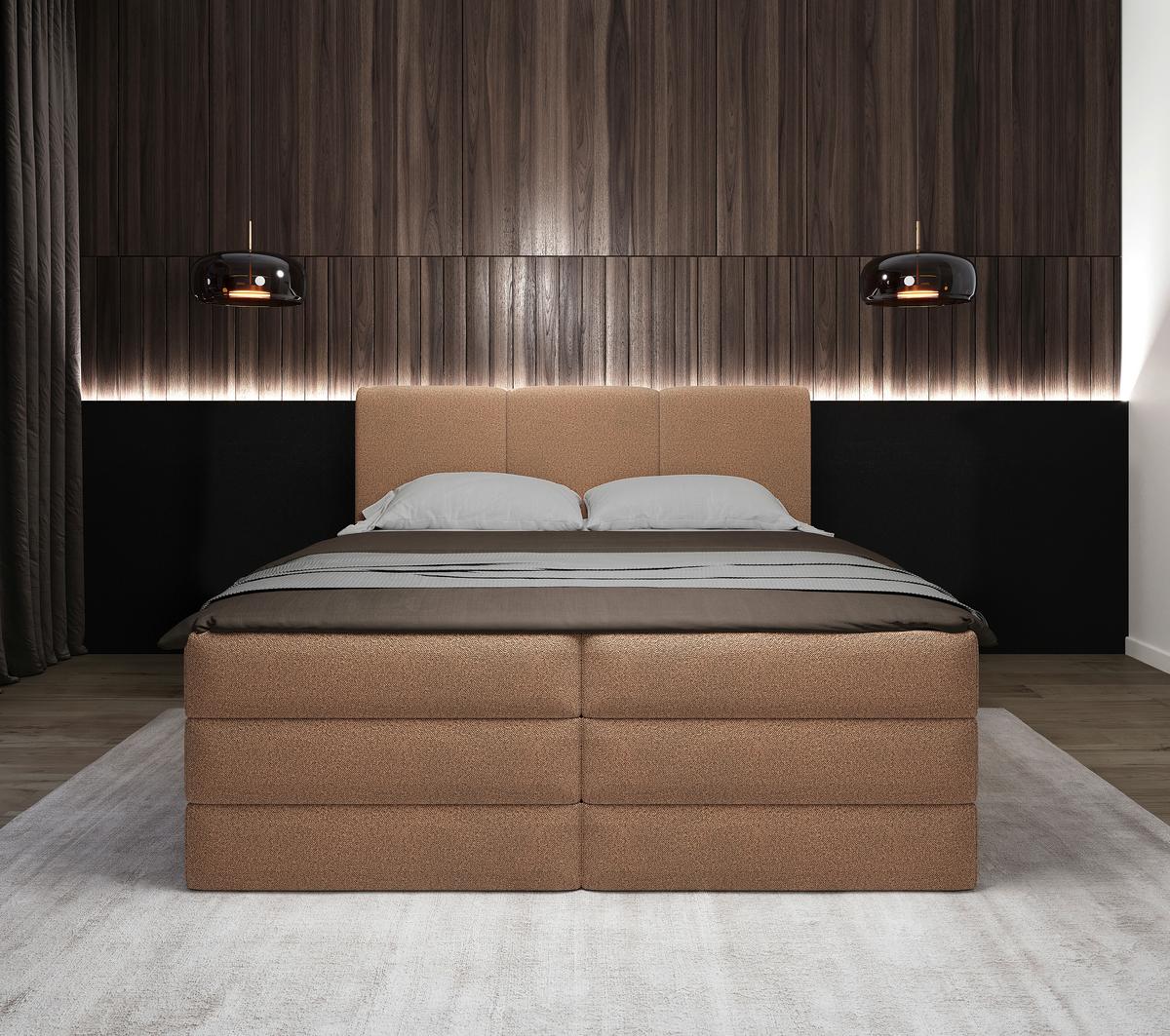 Boxspringbett mit Bettkasten 180x200 cm Castel V - Terracotta/Schwarz, MODERN, Holz/Holzwerkstoff (180/200cm) - MID.YOU