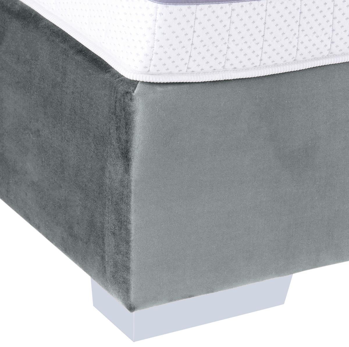 Boxspringbett mit Gepolstertem Kopfteil 160x200 cm Paula - Chromfarben/Anthrazit, MODERN, Textil (160/200cm)