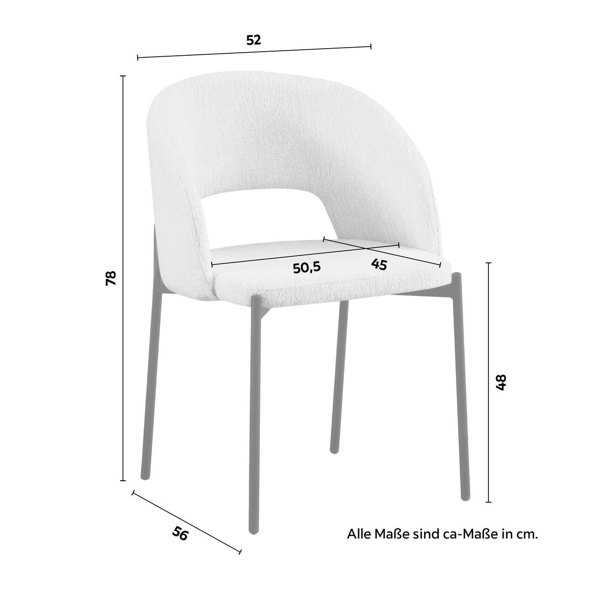 Stolička Nadiya ľanový vzhľad, čalúnené - čierna/krémová, Modern, kov/drevo (52/78/56cm) - Bessagi Home