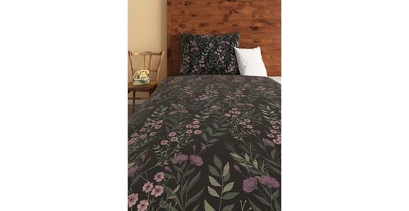 Satin Bettwäsche 140 X 200 Cm Olivia Anthrazit Blumen - Anthrazit, ROMANTIK / LANDHAUS, Textil (140/200cm) - James Wood