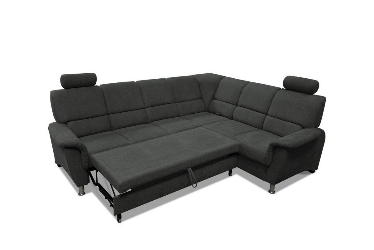 Sedačka MARSYLIA, pravá, antracit.velur, s relax.rohem - černá/barvy stříbra, Design, kov/dřevo (270/216cm) - MID.YOU