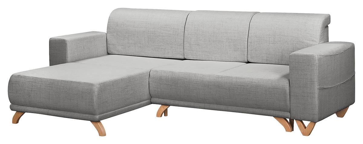 Ecksofa Bella Grau S: 257x174 cm - Wengefarben/Grau, Design, Textil (257/174cm) - Livetastic