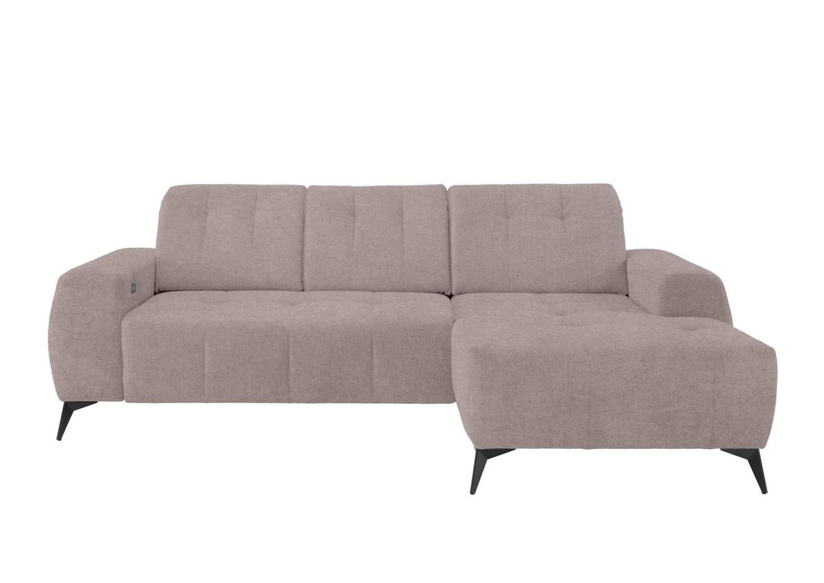 Ecksofa mit USB Anschluss Sano, Taupe, S: 258x180 cm - Taupe/Schwarz, MODERN, Textil (258/180cm) - Livetastic