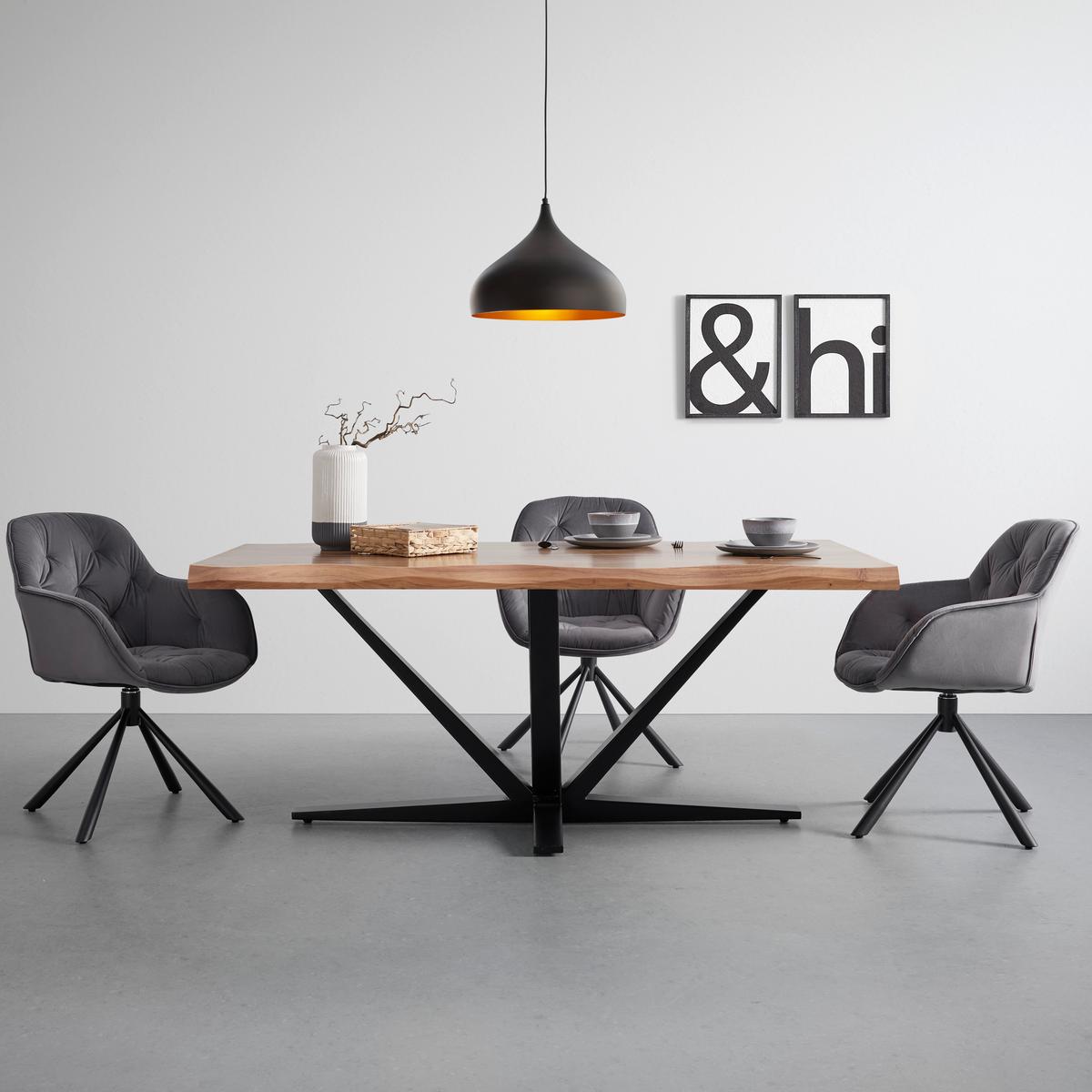 Židle EILEEN šedá - šedá/černá, Lifestyle, kov/textil (68/86/64cm) - Premium Living