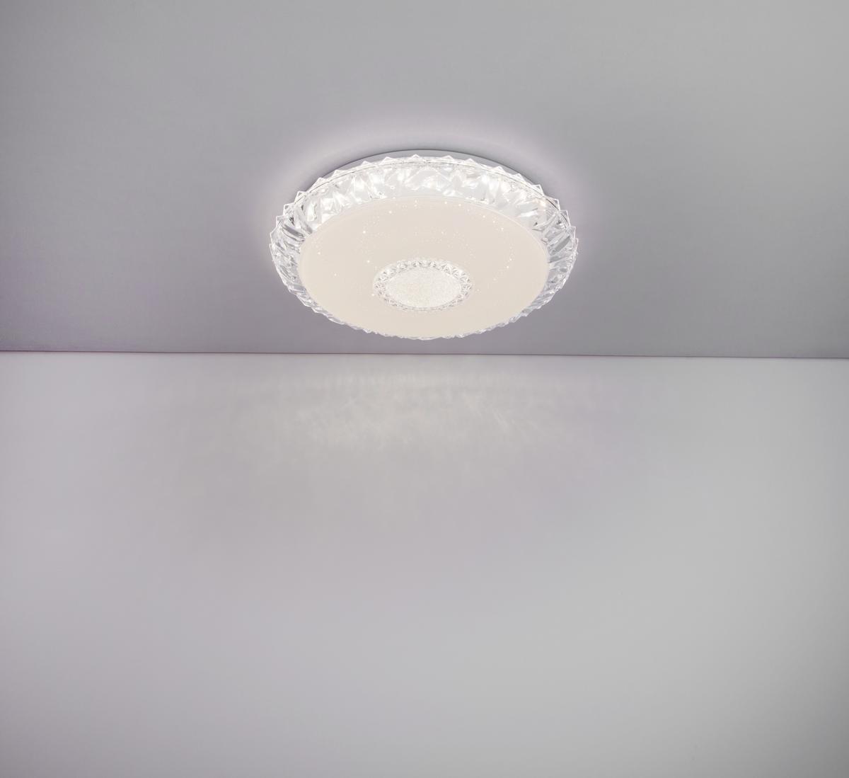 LED-Deckenleuchte Eddie Ø 50 cm Mit Smart-Steuerung - Opal/Weiß, Basics, Kunststoff/Metall (50/10cm) - Globo