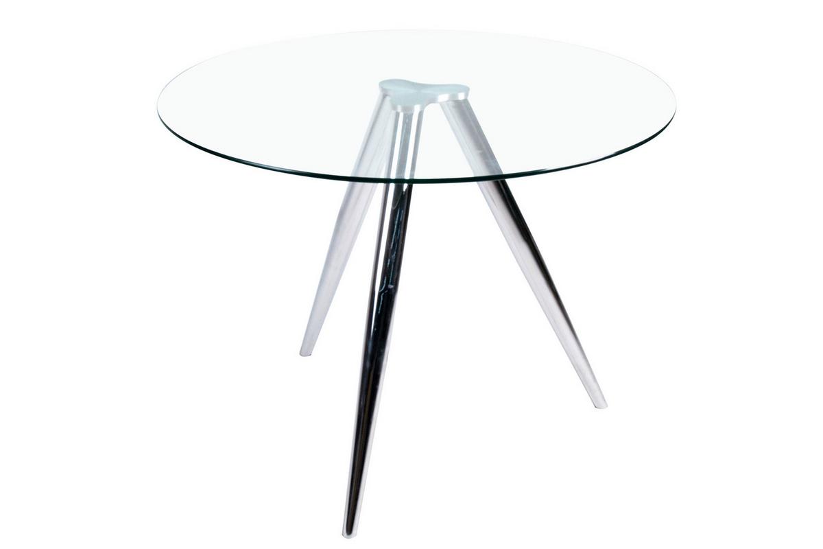 Esstisch Klar/chromfarben B: 100 Cm - Chromfarben/Klar, MODERN, Glas/Metall (100/100/75cm) - Livetastic