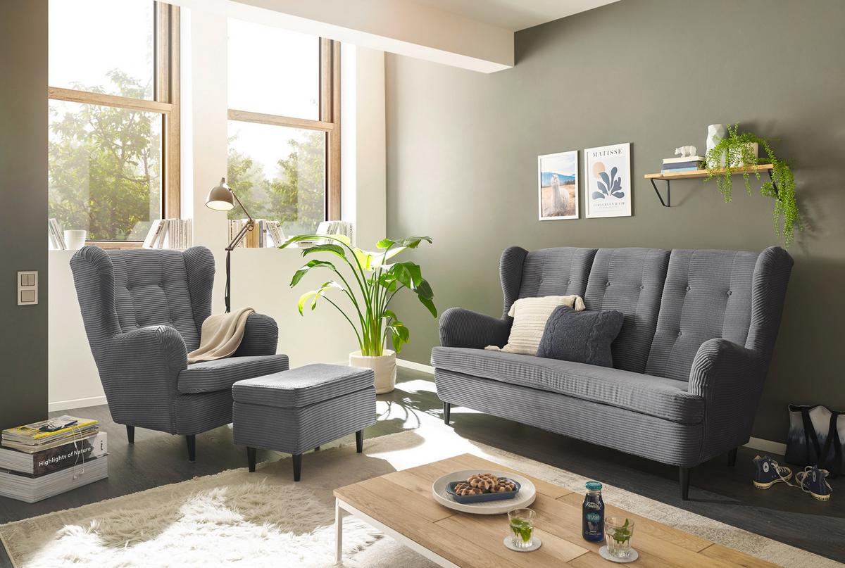 Hocker Oskar Dunkelgrau B: 63 Cm - Dunkelgrau/Schwarz, Basics, Textil (63/43/42cm) - MID.YOU