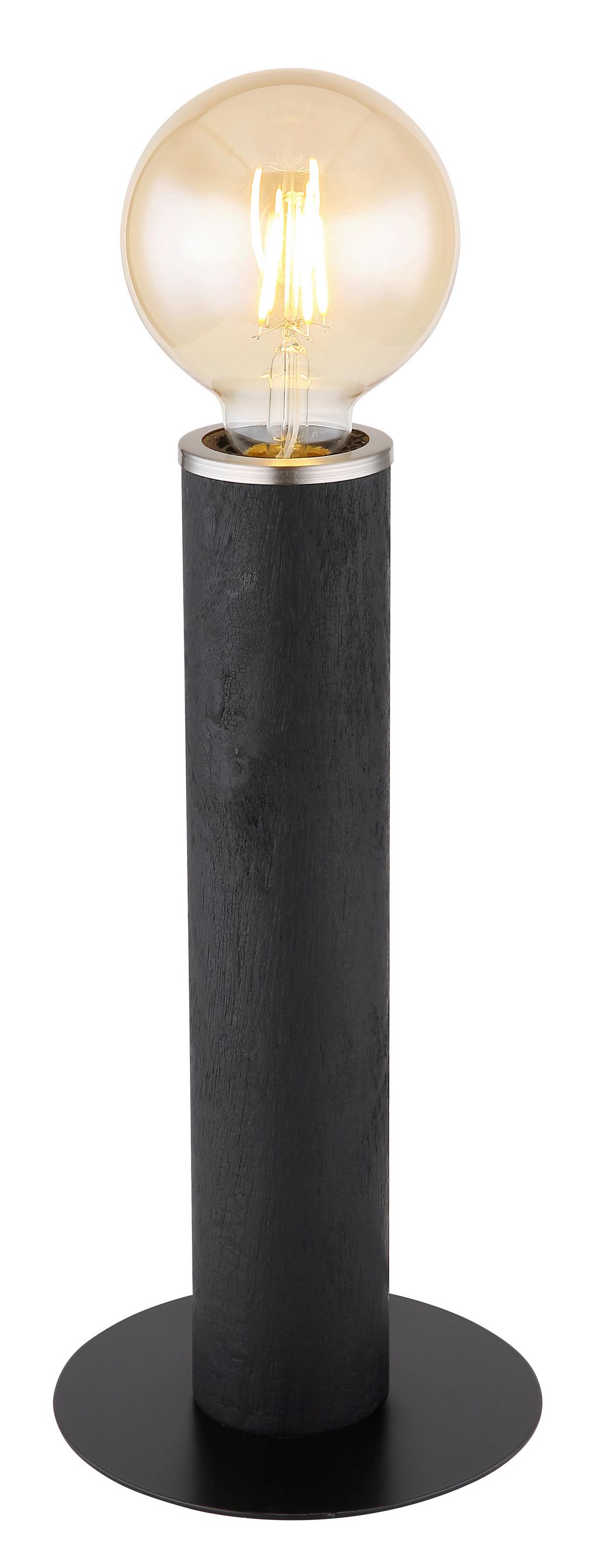 Tischlampe Schwarz/ Nickelfarben mit Schalter - Schwarz/Nickelfarben, Basics, Holz/Textil (15/30,5cm) - Globo