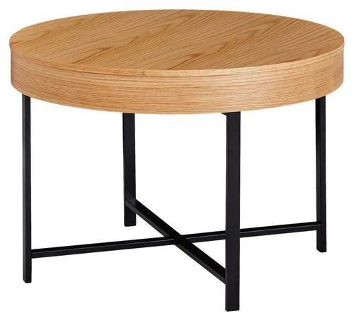 Konferenční stolek dekor dub - černá/barvy dubu, Design, kov/dřevo (69/69/49cm) - MID.YOU