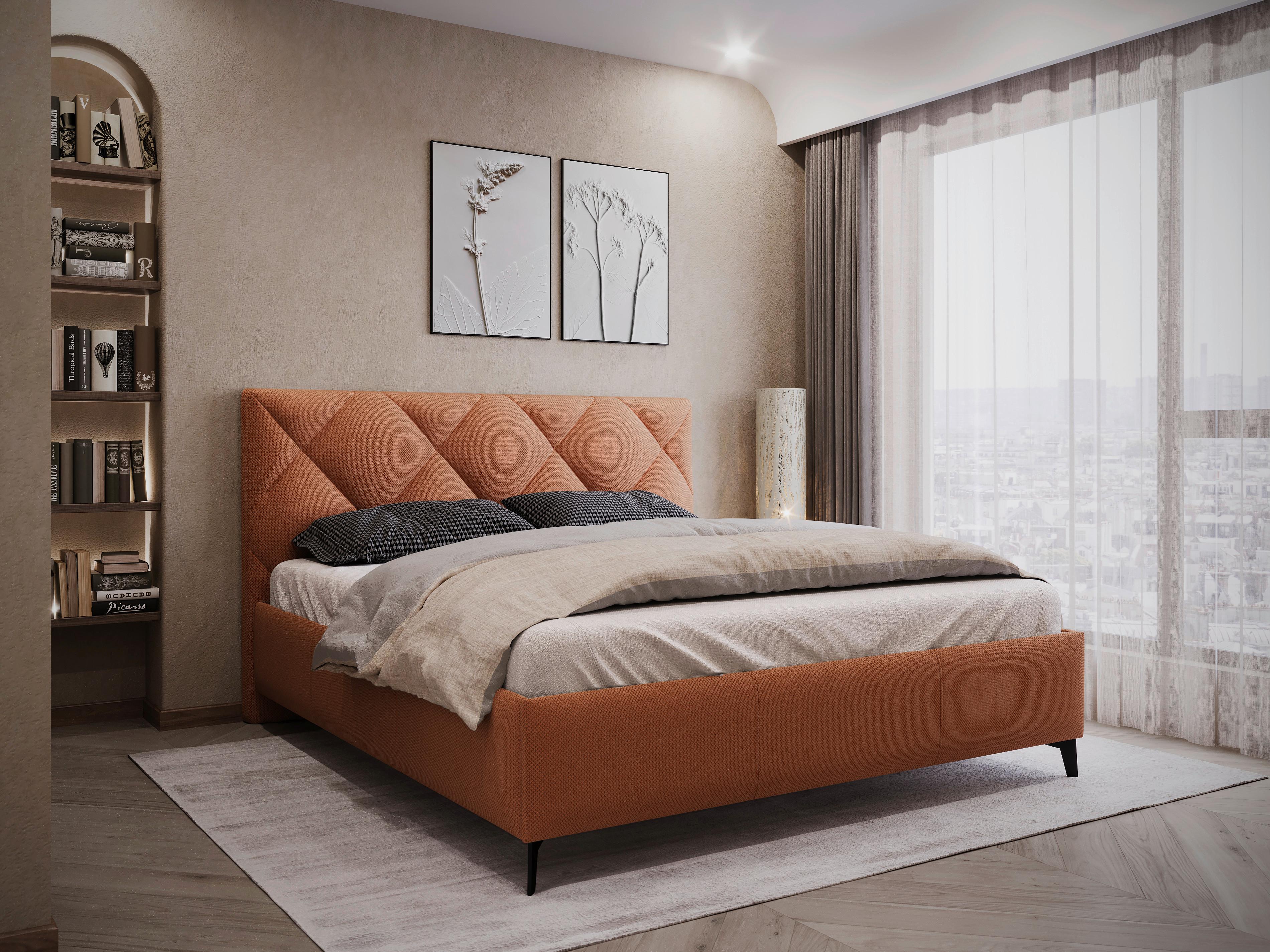 Polsterbett Bianco - Rostfarben/Schwarz, MODERN, Holz/Textil (180/200cm) - MID.YOU