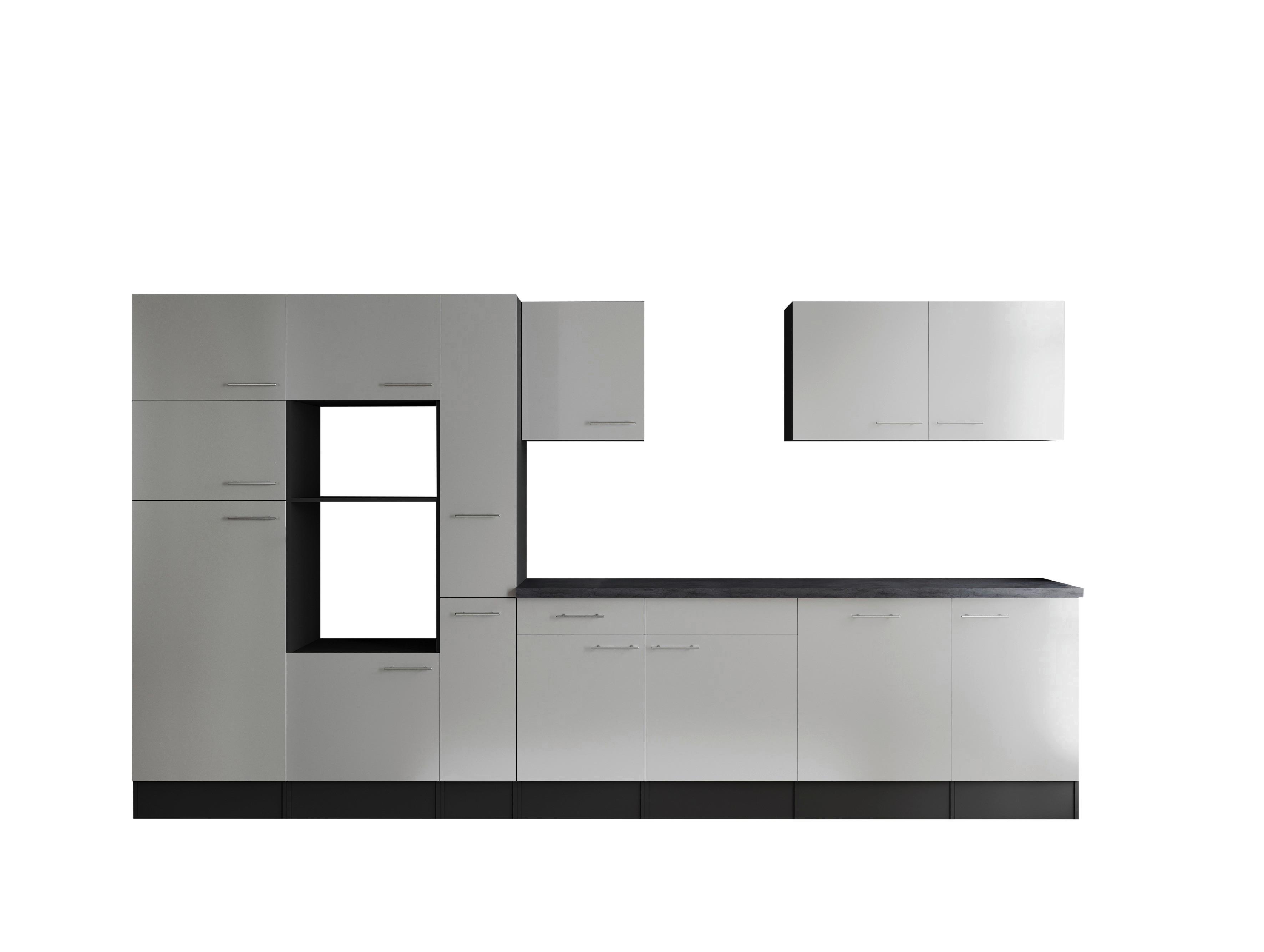 Küchenleerblock Oliver Grau, Weiß B: 370 Cm - Weiß/Grau, Design, Holzwerkstoff (370cm) - Respekta