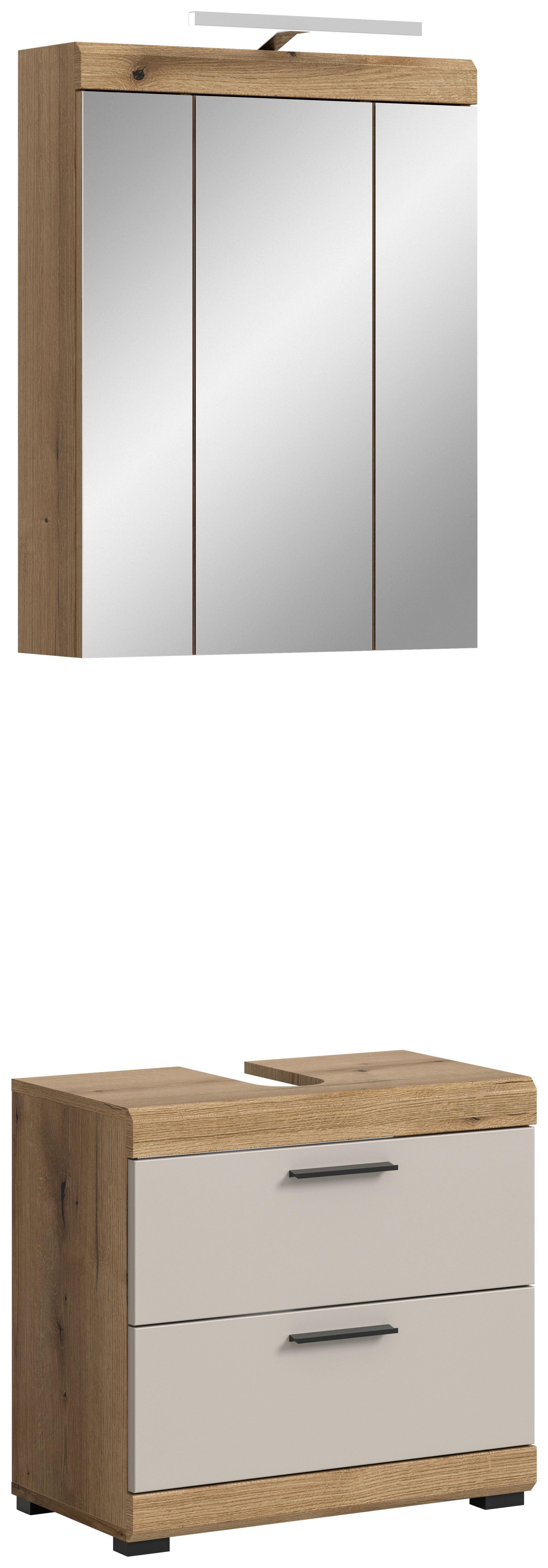 Badezimmer Scout Kaschmir/naturfarben B: 60 Cm - Kaschmir/Schwarz, MODERN, Glas/Holzwerkstoff (60cm) - MID.YOU