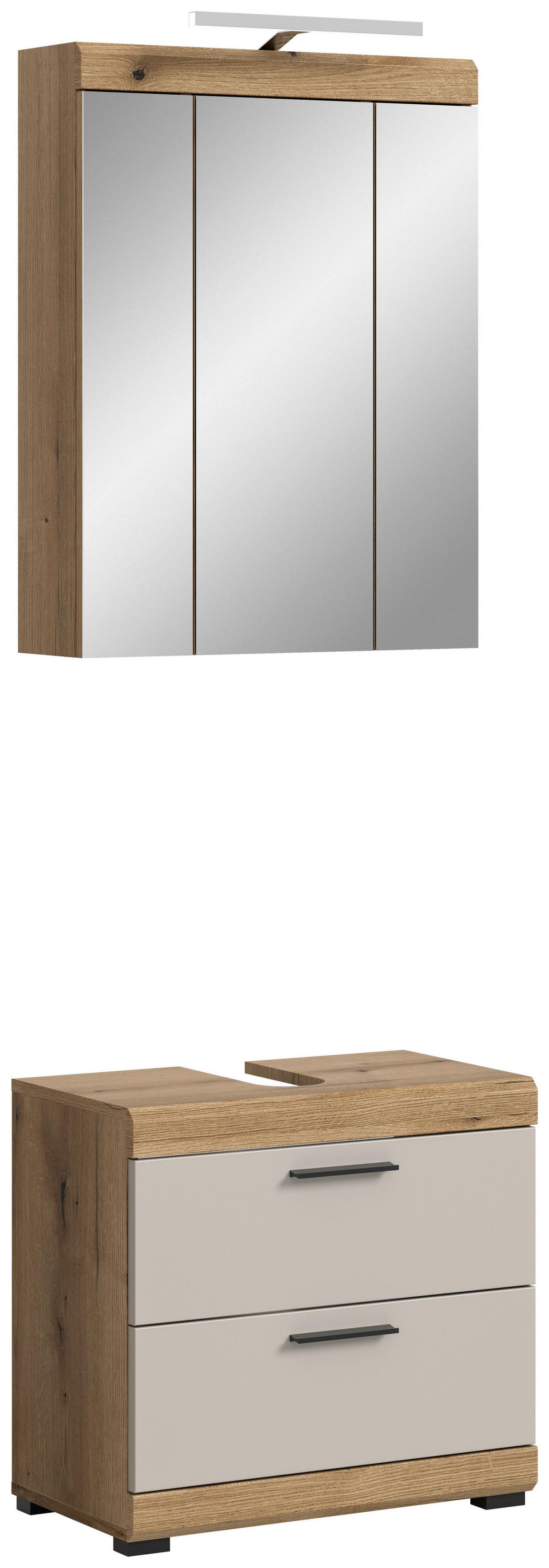 Badezimmer Scout Kaschmir/naturfarben B: 60 Cm - Kaschmir/Schwarz, MODERN, Glas/Holzwerkstoff (60cm) - MID.YOU