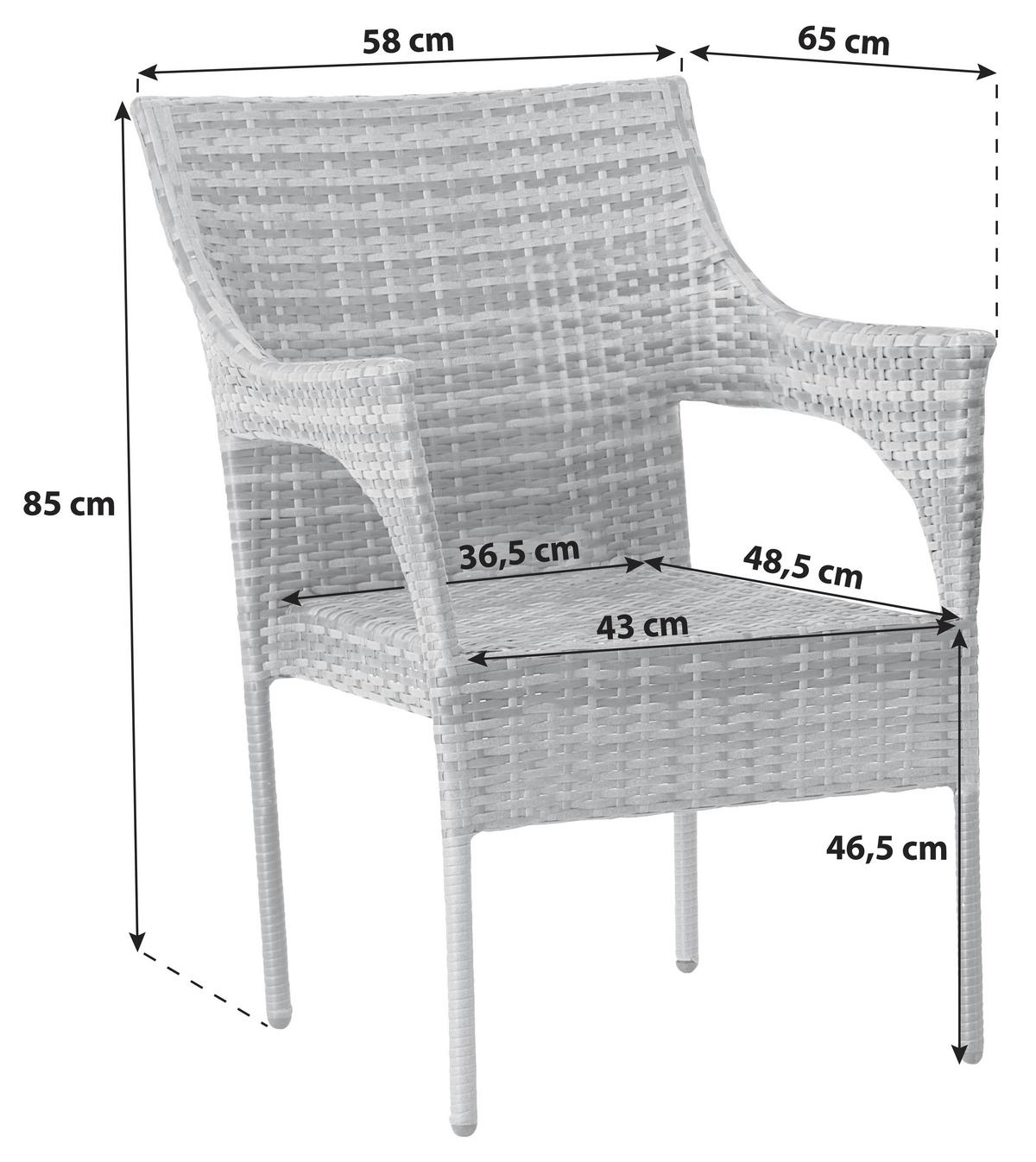 Gartensessel Stapelbar Pia Stall / Kunststoff - Grau, MODERN, Kunststoff/Metall (58/85/65cm) - Beldano