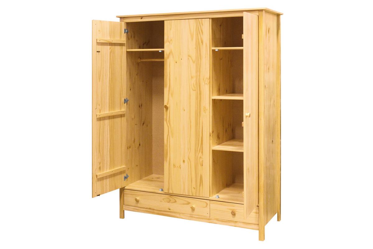Kleiderschrank Naturfarben B: 144cm - Naturfarben, Natur, Holz (144/190/58cm) - Livetastic