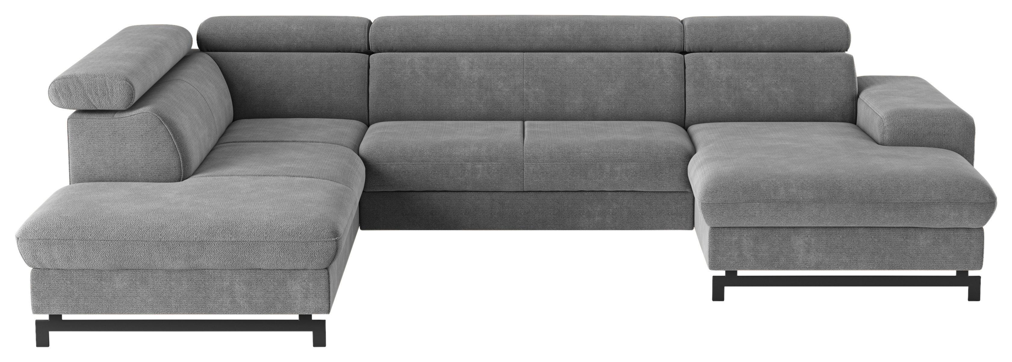 Wohnlandschaft mit Bettkasten Emma Grau - Schwarz/Grau, Textil (215/328/165cm) - MID.YOU