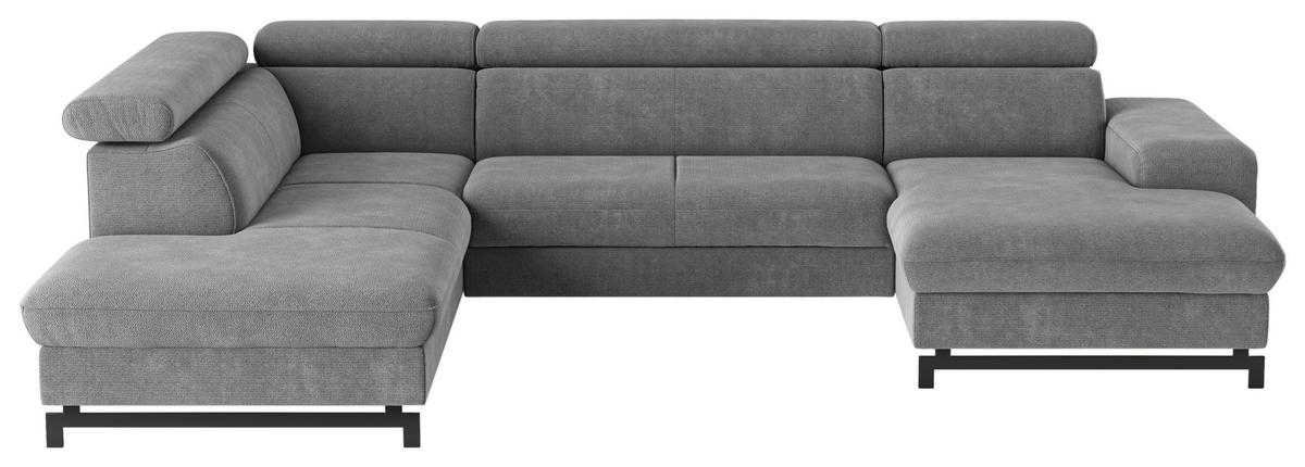 Wohnlandschaft mit Bettkasten Emma Grau - Schwarz/Grau, Textil (215/328/165cm) - MID.YOU