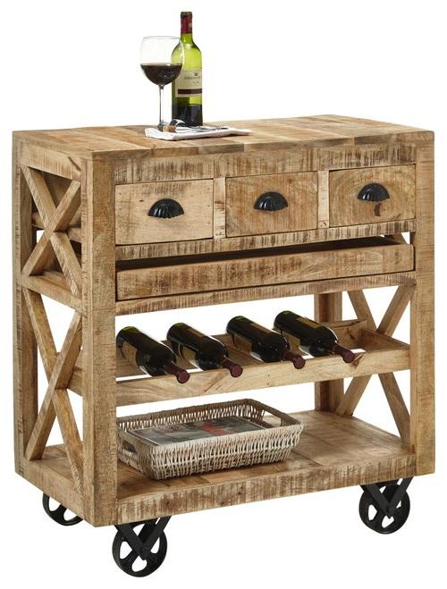 Barwagen Ferdi - Braun, MODERN, Holz (86/46/93cm) - Livetastic