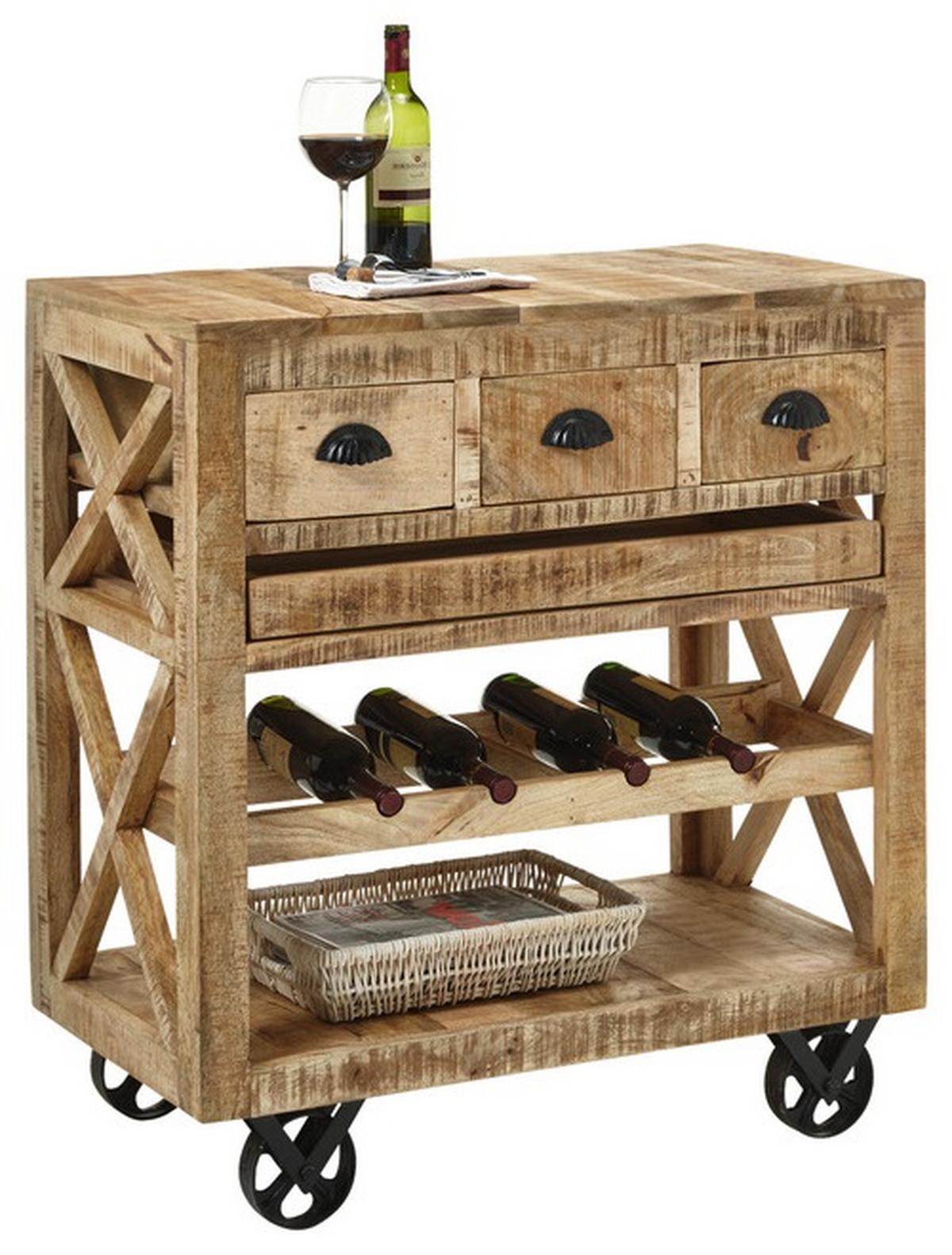 Barwagen Ferdi - Braun, MODERN, Holz (86/46/93cm) - Livetastic
