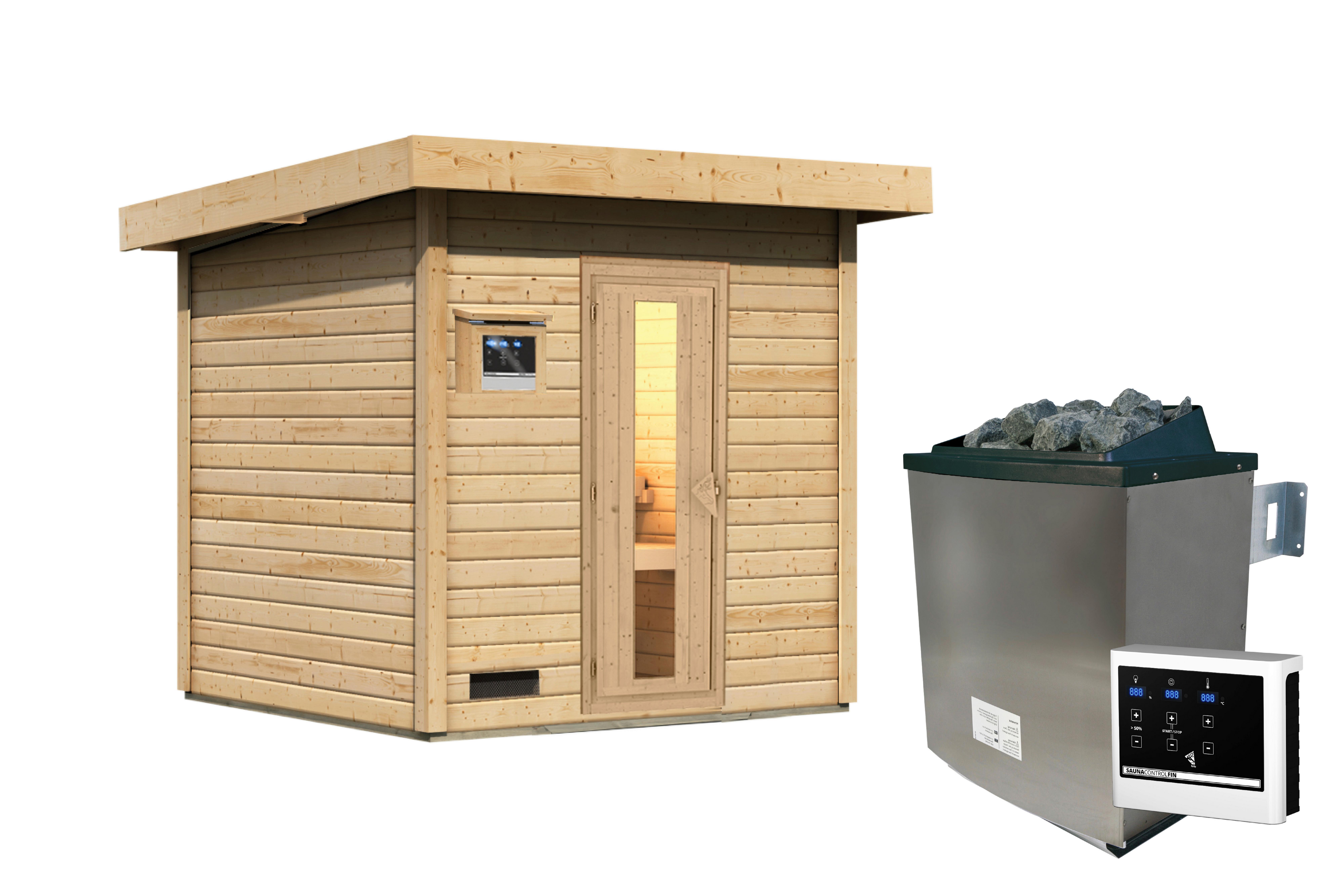 Saunahaus Bente 2 196/212/196 Cm - Fichtefarben, Basics, Holz (196/212/196cm)