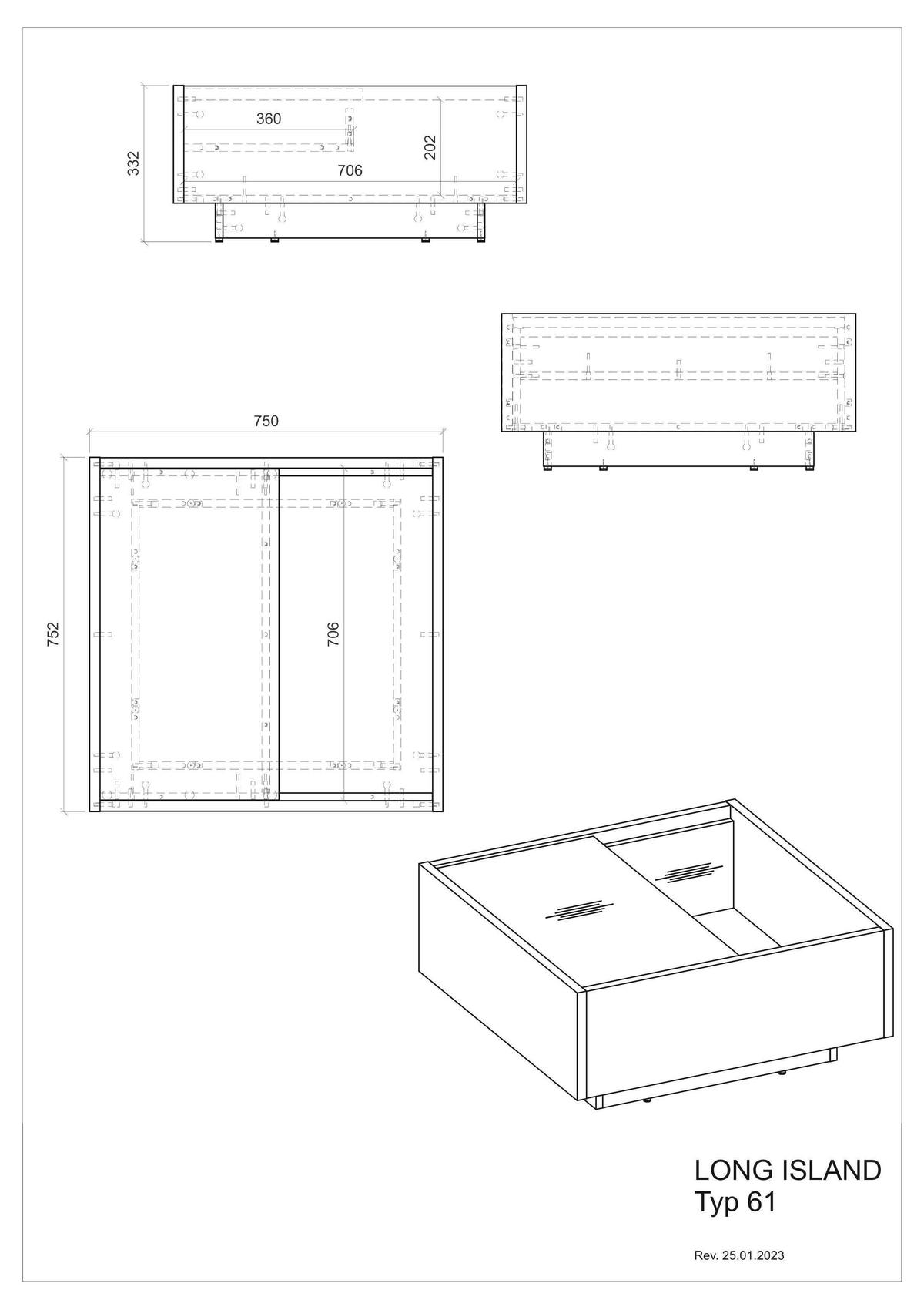 Couchtisch Long Island Weiß/Eiche Wotan B: 75 cm - Eiche Wotan/Weiß, Design, Holzwerkstoff (75/34/75cm) - MID.YOU