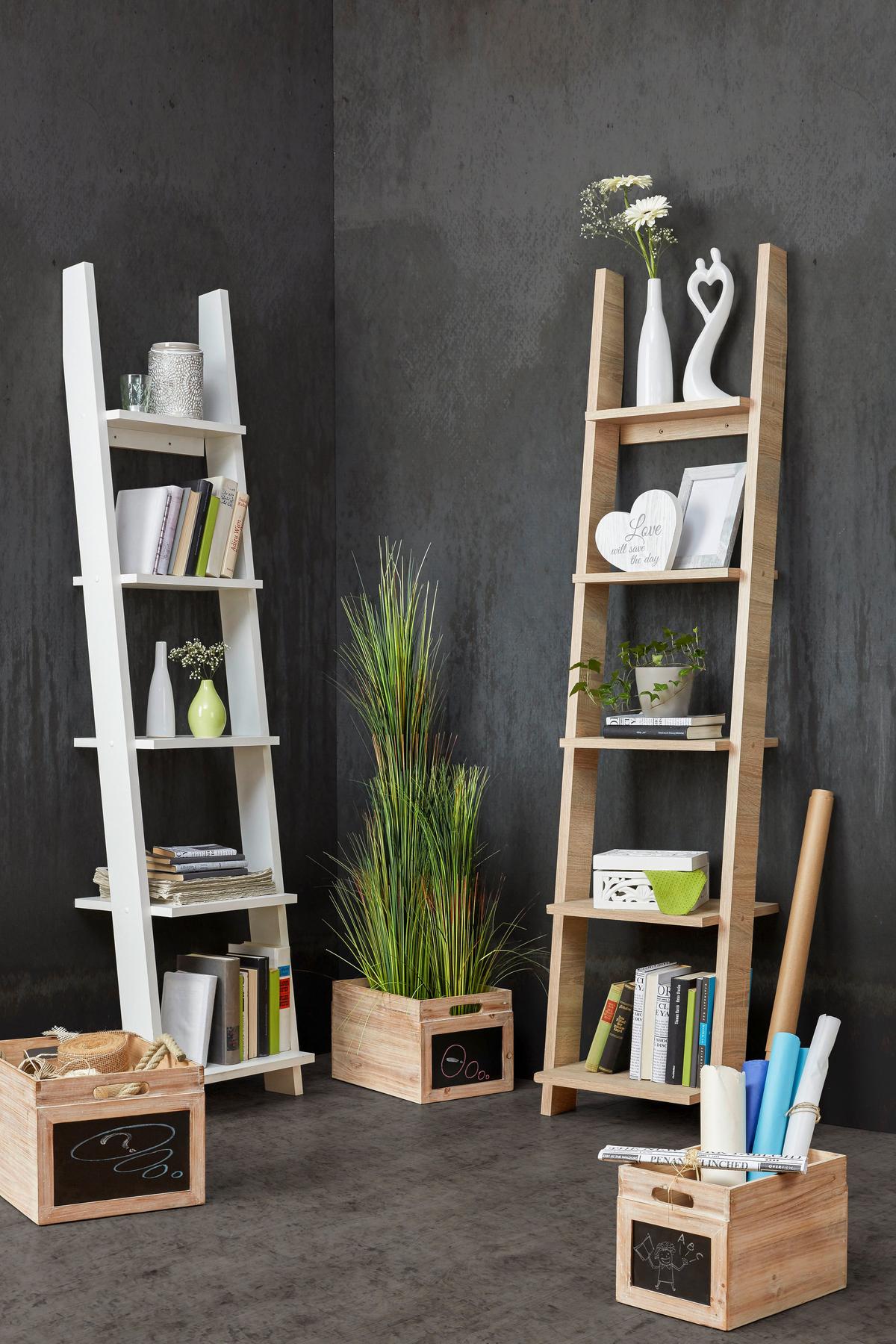 REBRÍKOVÝ REGÁL SCALA - biela, Konventionell, drevo/kompozitné drevo (41,4/176/34,2cm)